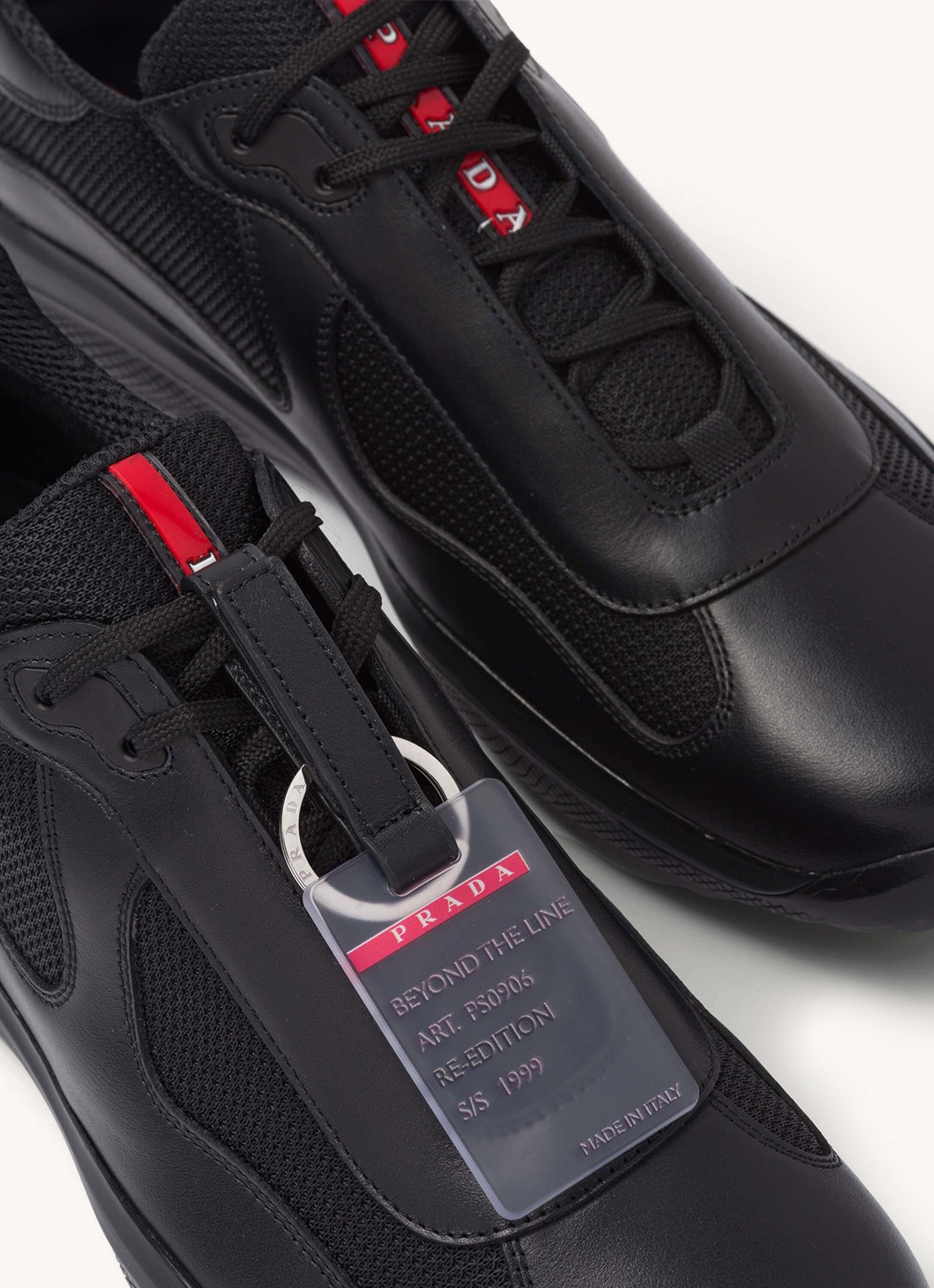 Prada America's Cup Original sneaker met leren details - detail 6 zwart
