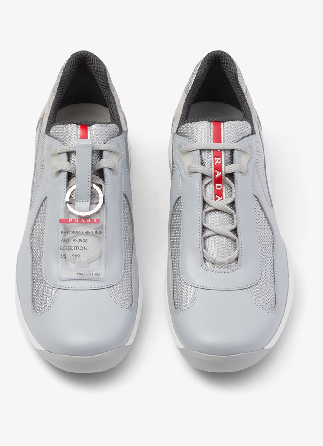 Prada America's Cup Original sneaker met leren details - detail 4 blauwgrijs