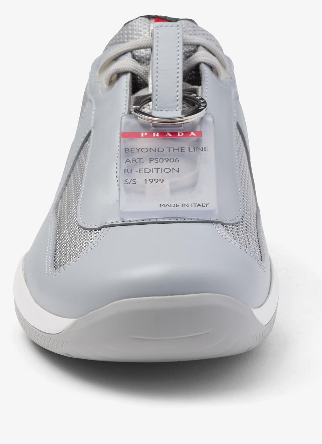 Prada America's Cup Original sneaker met leren details - detail 5 blauwgrijs