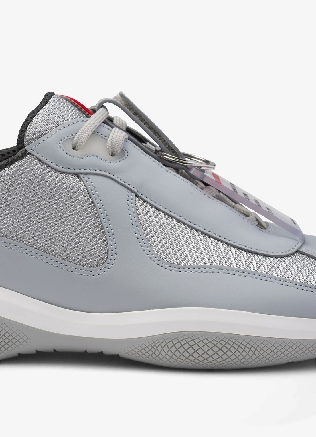 Prada America's Cup Original sneaker met leren details - detail 6 blauwgrijs