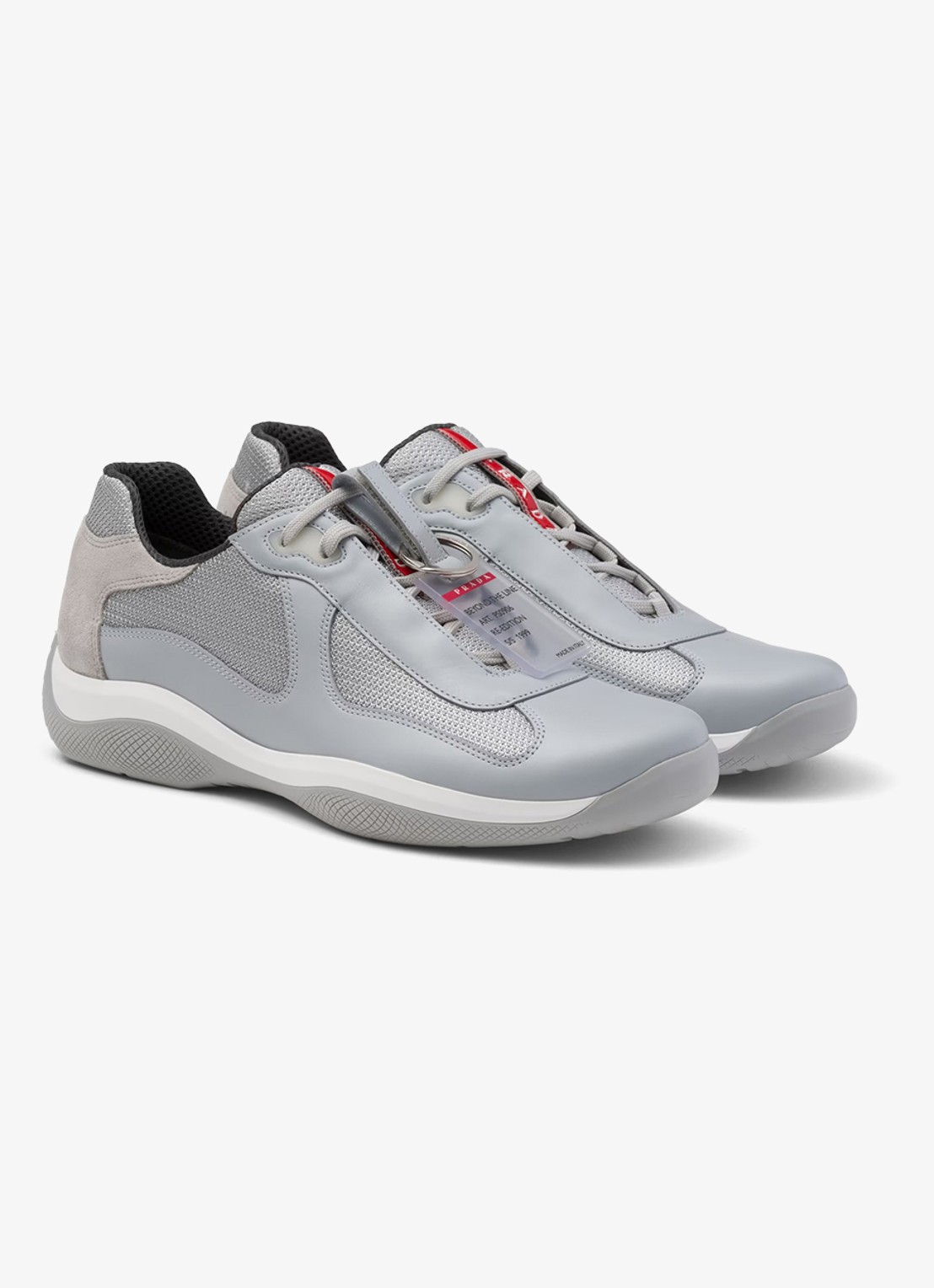 Prada America's Cup Original sneaker met leren details - voorkant 2 blauwgrijs