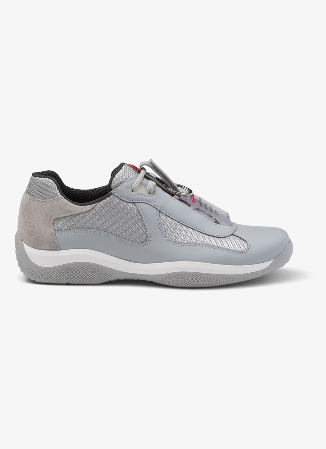 Prada America's Cup Original sneaker met leren details - voorkant 3 blauwgrijs