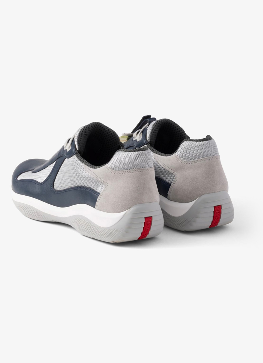 Prada America's Cup Original sneaker met leren details - achterkant 3 donkerblauw