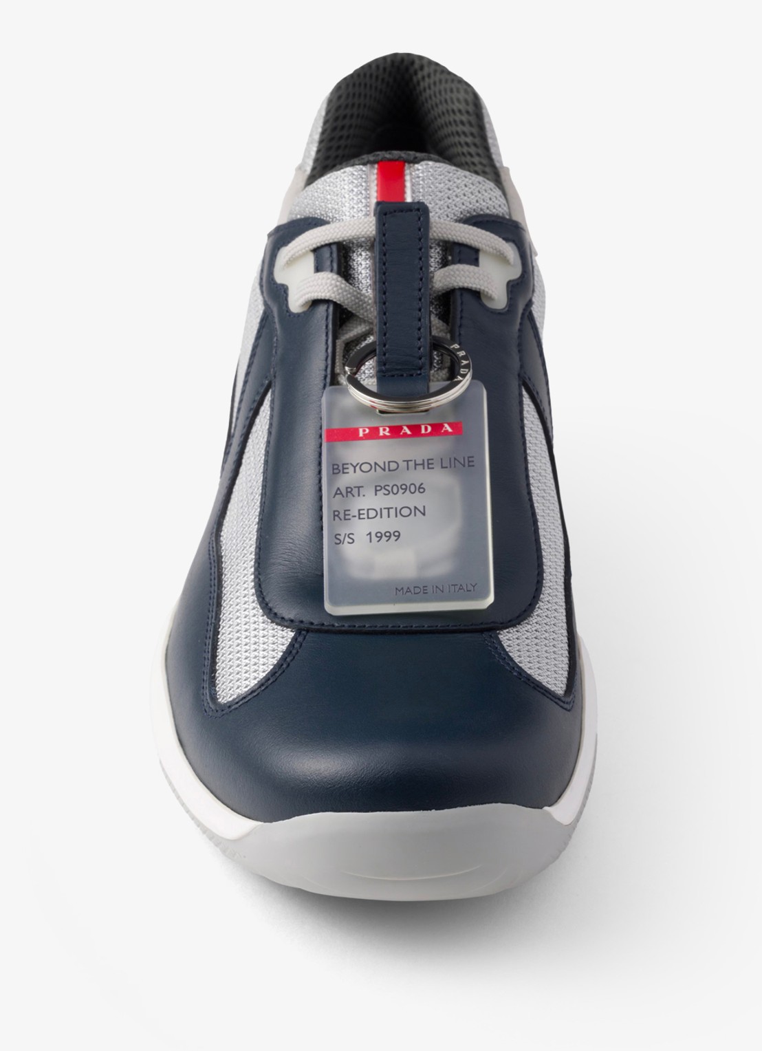 Prada America's Cup Original sneaker met leren details - detail 5 donkerblauw