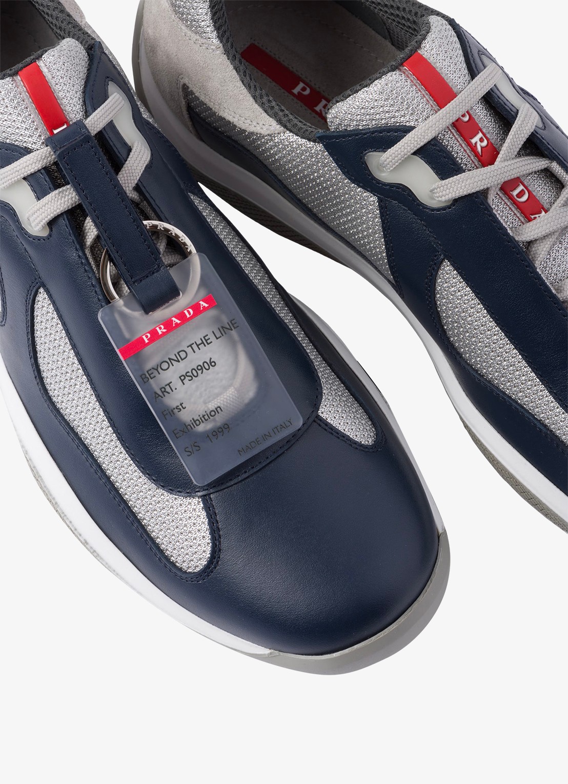 Prada America's Cup Original sneaker met leren details - detail 6 donkerblauw