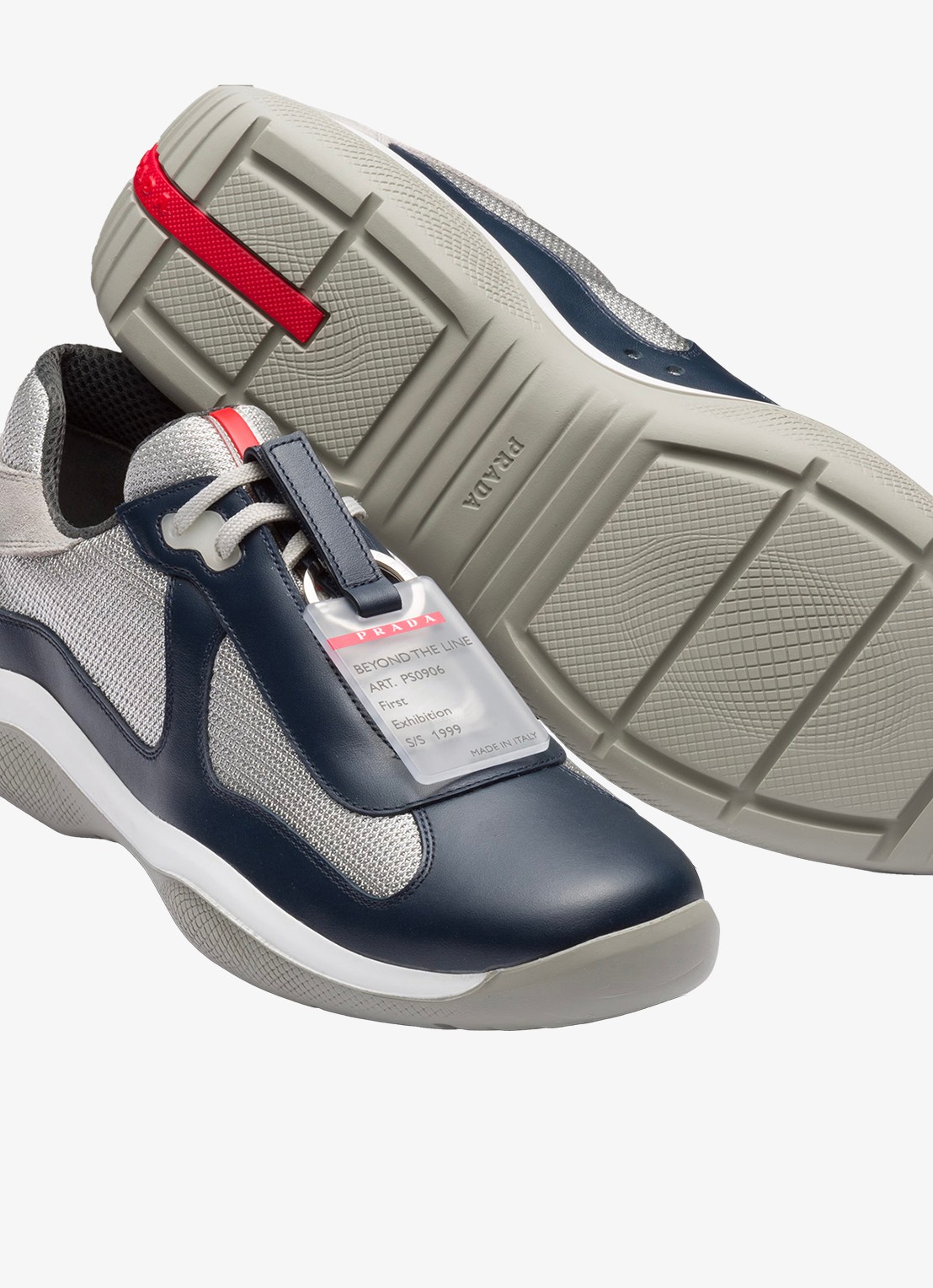 Prada America's Cup Original sneaker met leren details - detail 7 donkerblauw