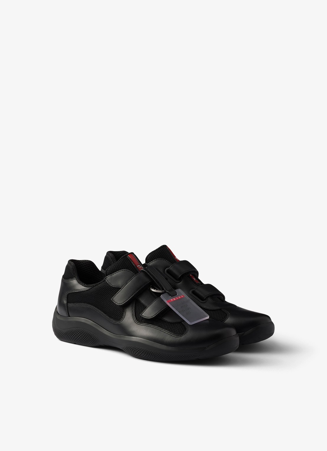 Prada America's Cup Original sneaker met leren details - voorkant 3 zwart