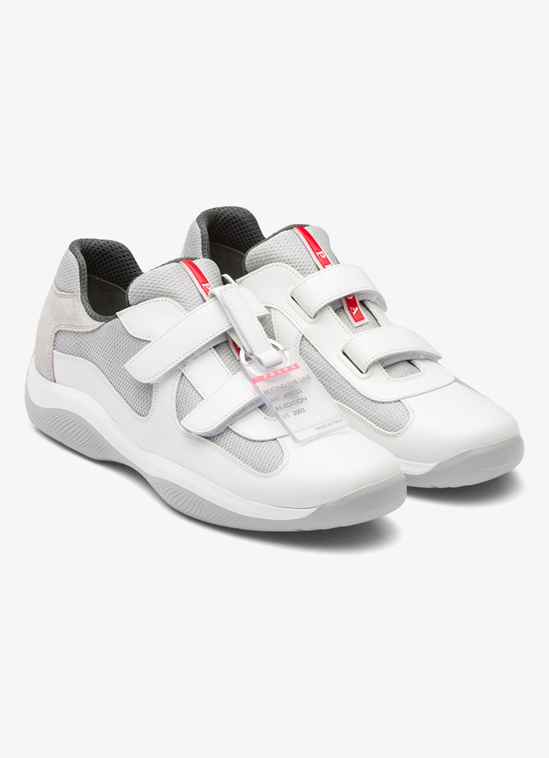 Prada America's Cup Original sneaker met leren details - detail 2 wit
