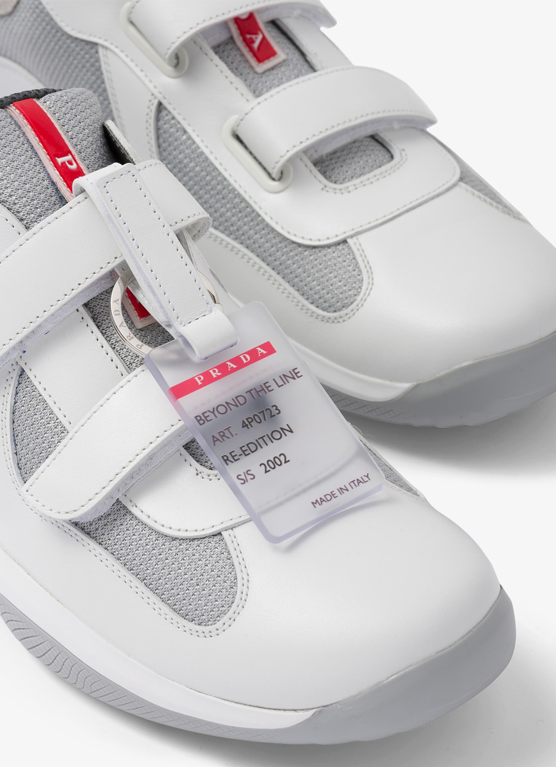 Prada America's Cup Original sneaker met leren details - detail 4 wit