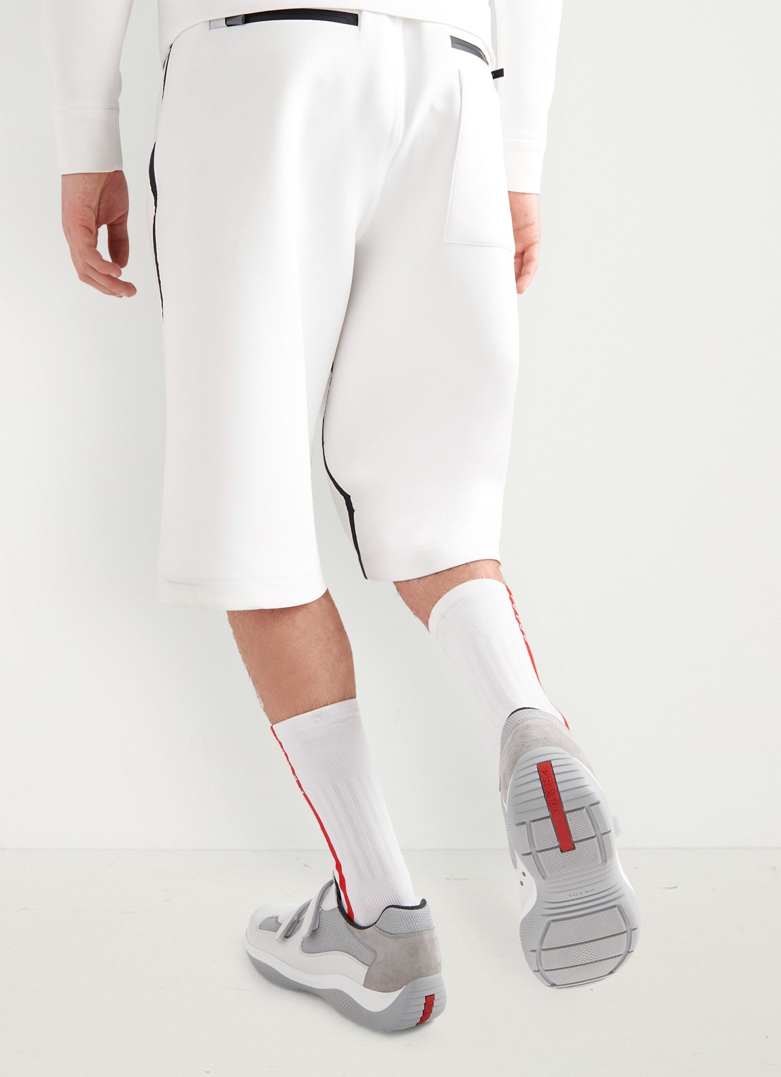 Prada America's Cup Original sneaker met leren details - voorkant 7 wit