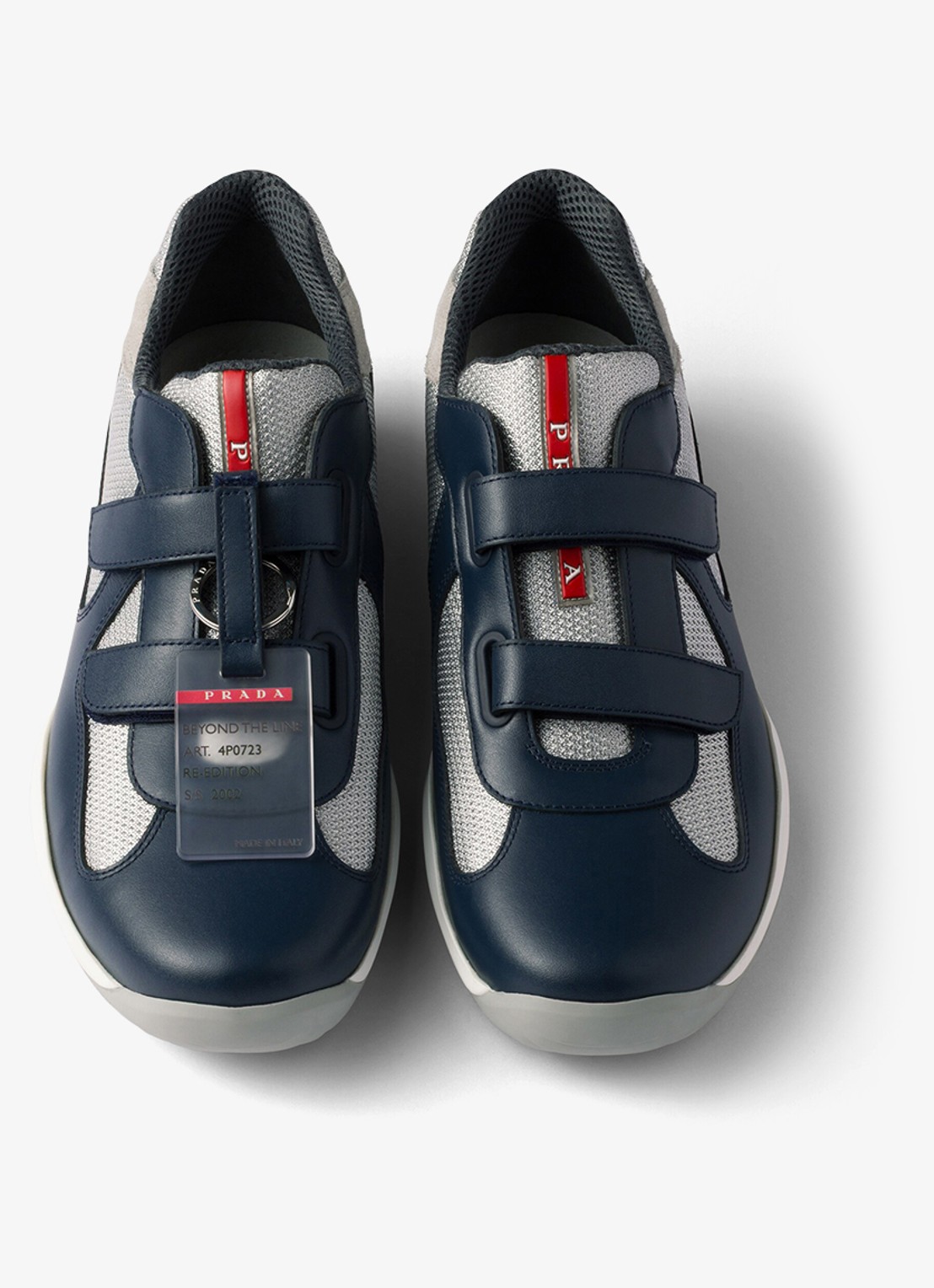 Prada America's Cup Original sneaker met leren details - detail 4 donkerblauw