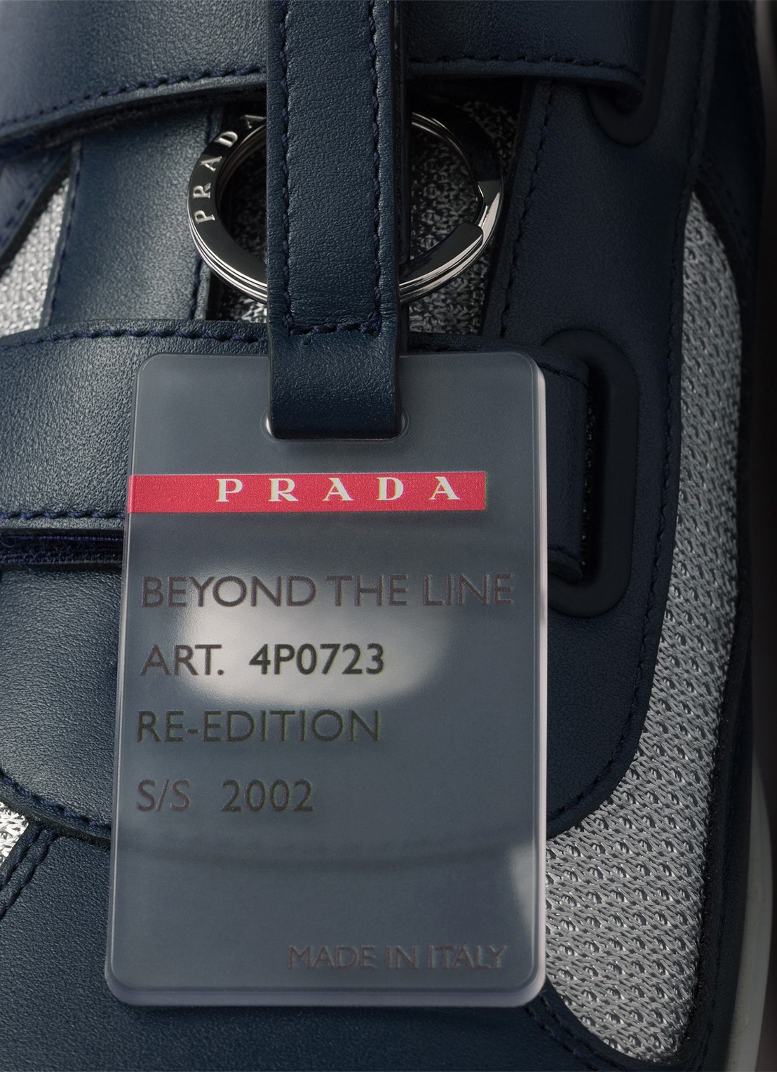 Prada America's Cup Original sneaker met leren details - detail 6 donkerblauw