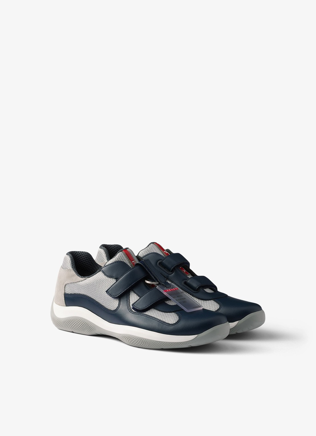 Prada America's Cup Original sneaker met leren details - voorkant 2 donkerblauw
