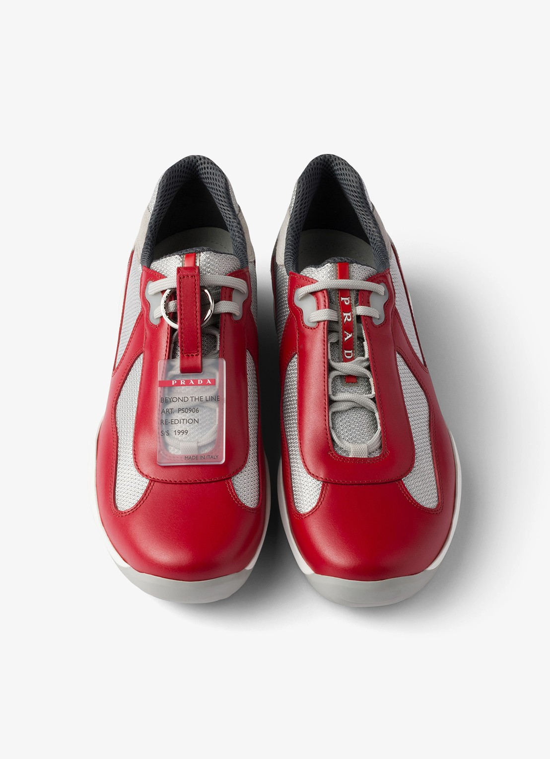 Prada America's Cup Original sneaker met leren details - detail 4 rood