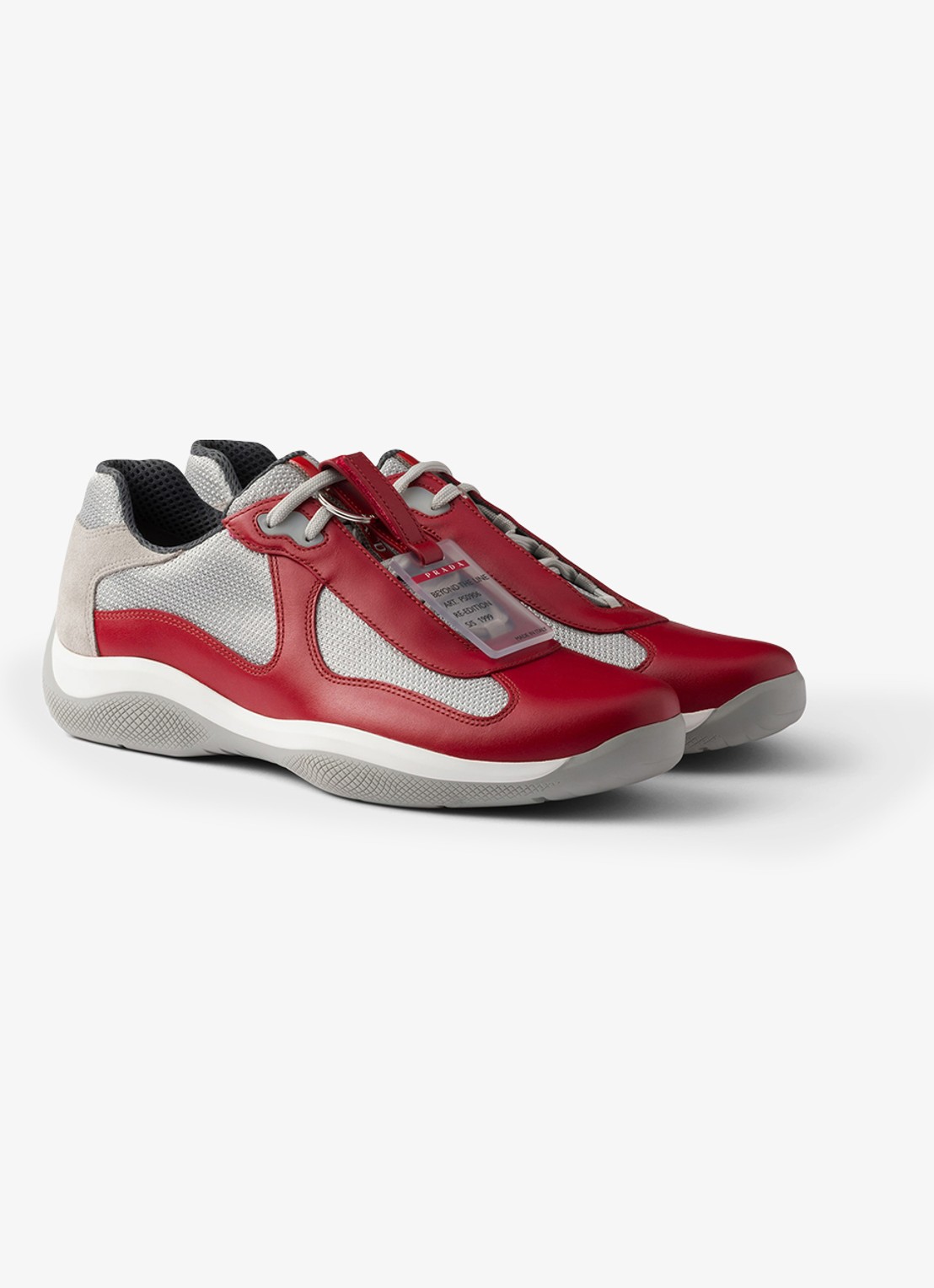 Prada America's Cup Original sneaker met leren details - voorkant 2 rood