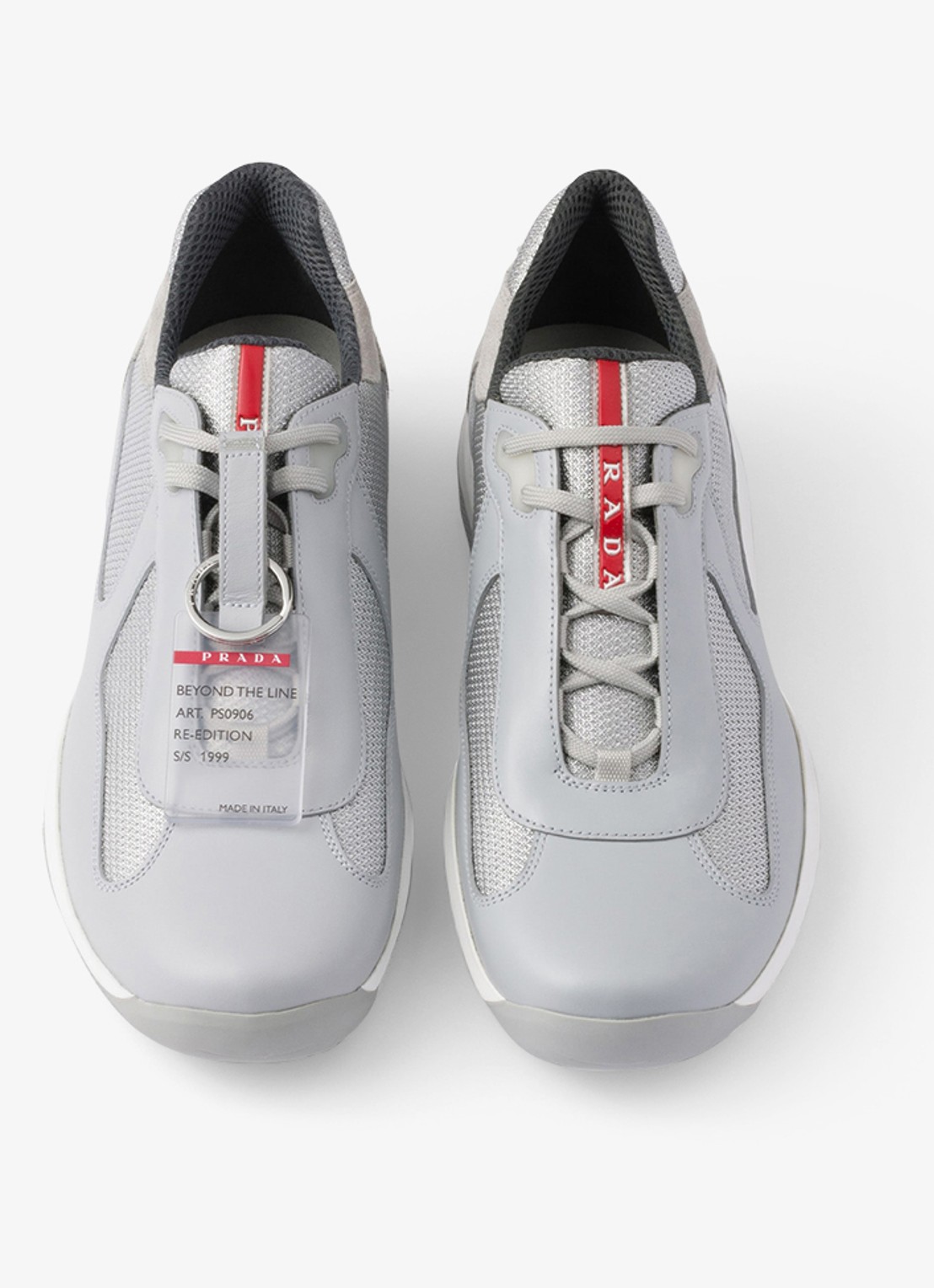Prada America's Cup Original sneaker met leren details - detail lichtgrijs