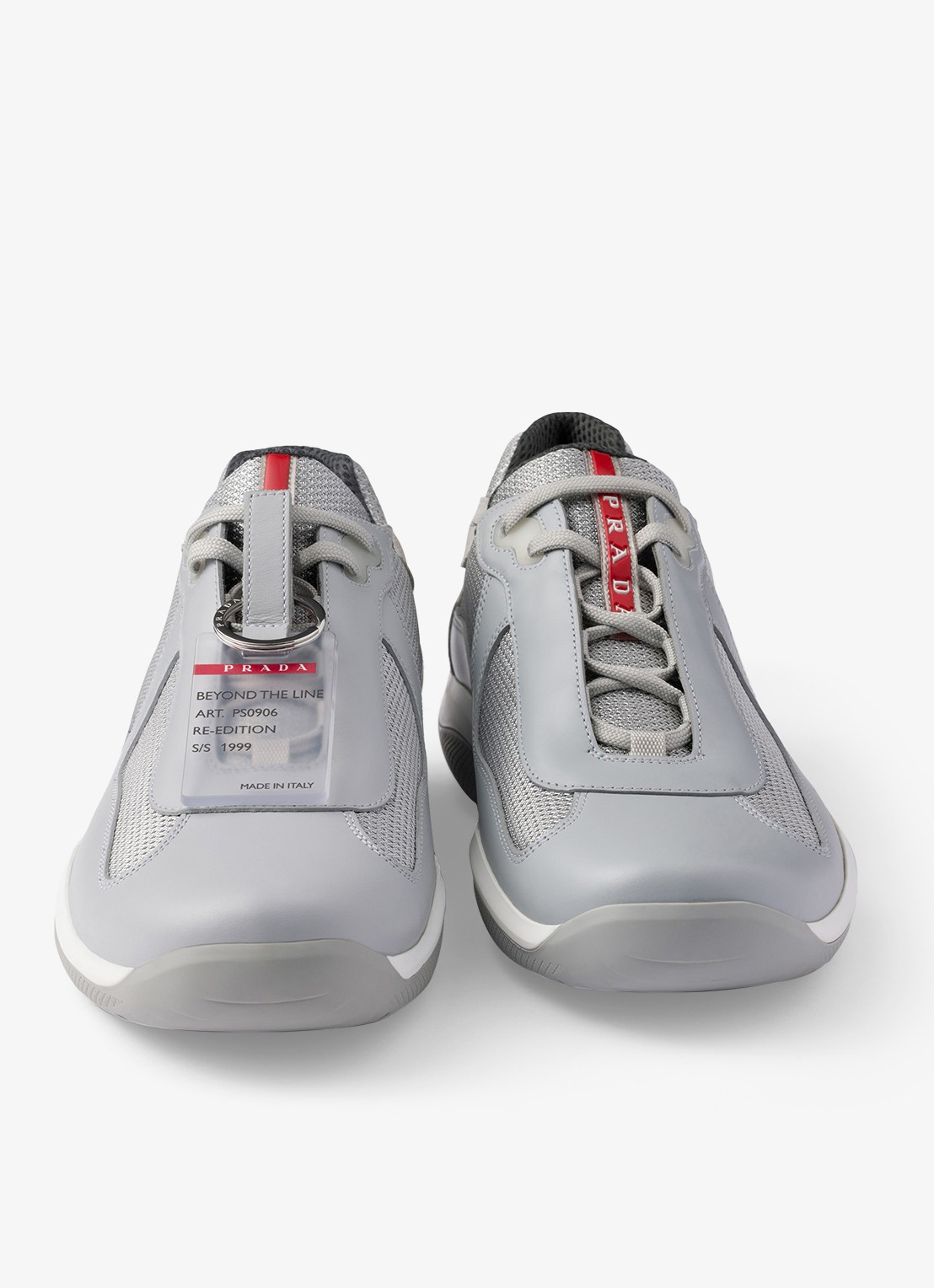 Prada America's Cup Original sneaker met leren details - detail 2 lichtgrijs
