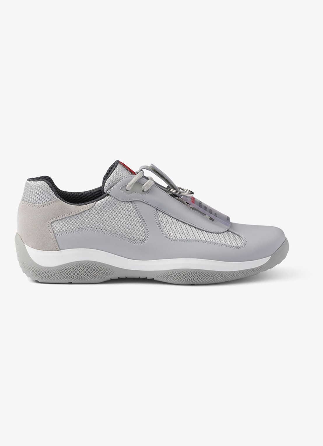 Prada America's Cup Original sneaker met leren details - voorkant 4 lichtgrijs