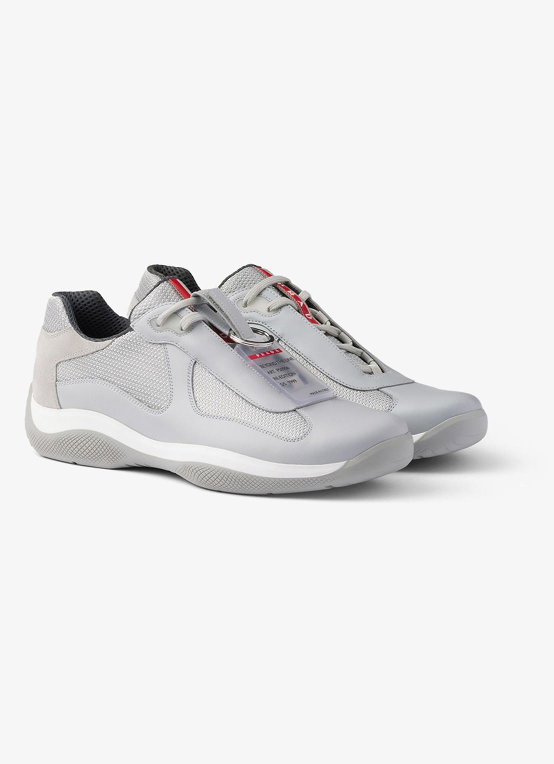 Prada America's Cup Original sneaker met leren details - voorkant 5 lichtgrijs