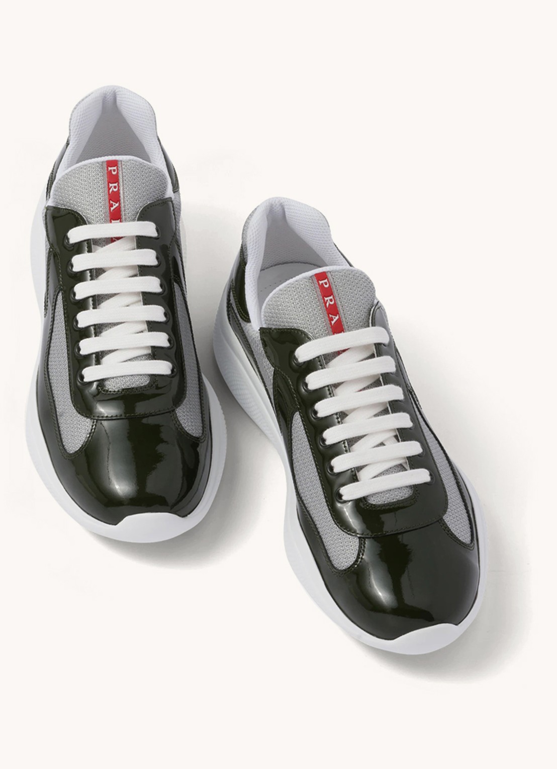 Prada America's Cup sneaker met lakleren details - achterkant 4 groen