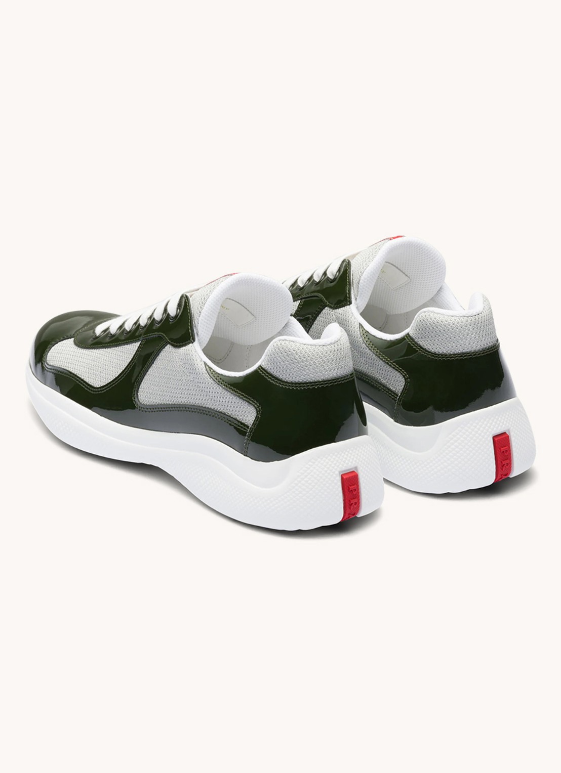 Prada America's Cup sneaker met lakleren details - detail groen