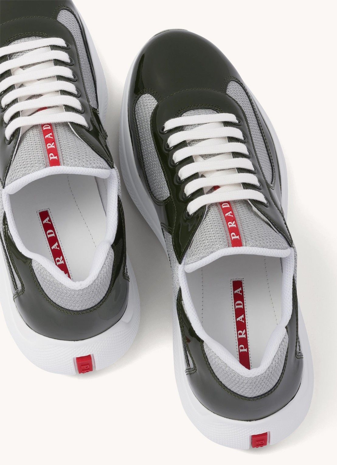 Prada America's Cup sneaker met lakleren details - detail 3 groen