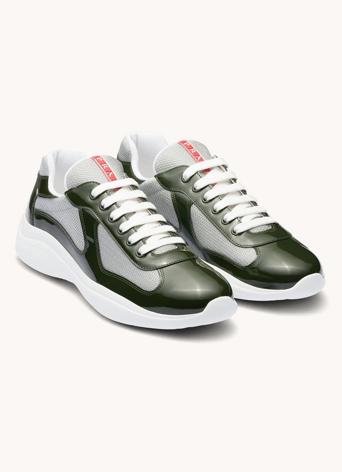 Prada America's Cup sneaker met lakleren details - voorkant 5 groen