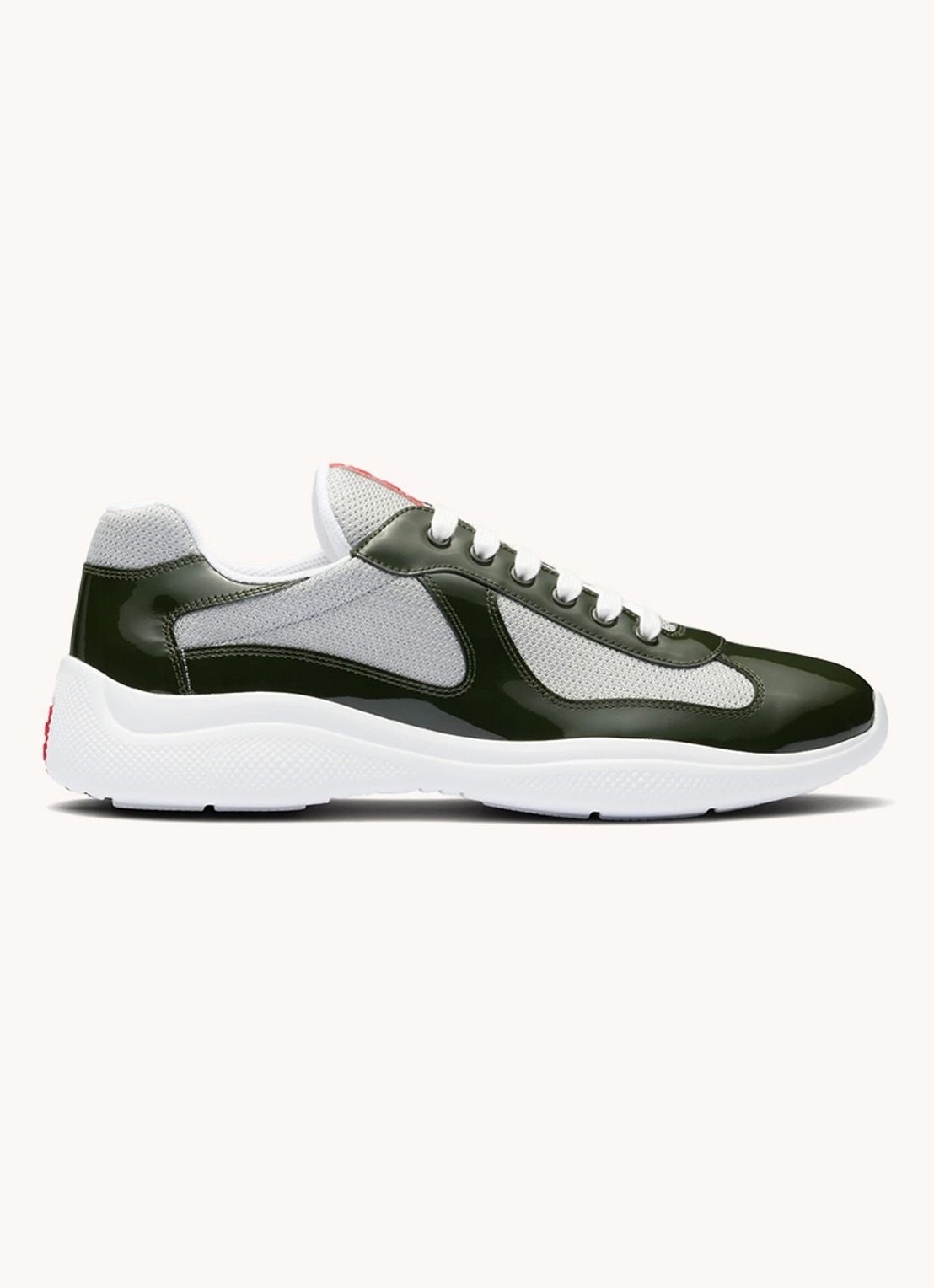 Prada America's Cup sneaker met lakleren details - voorkant 6 groen