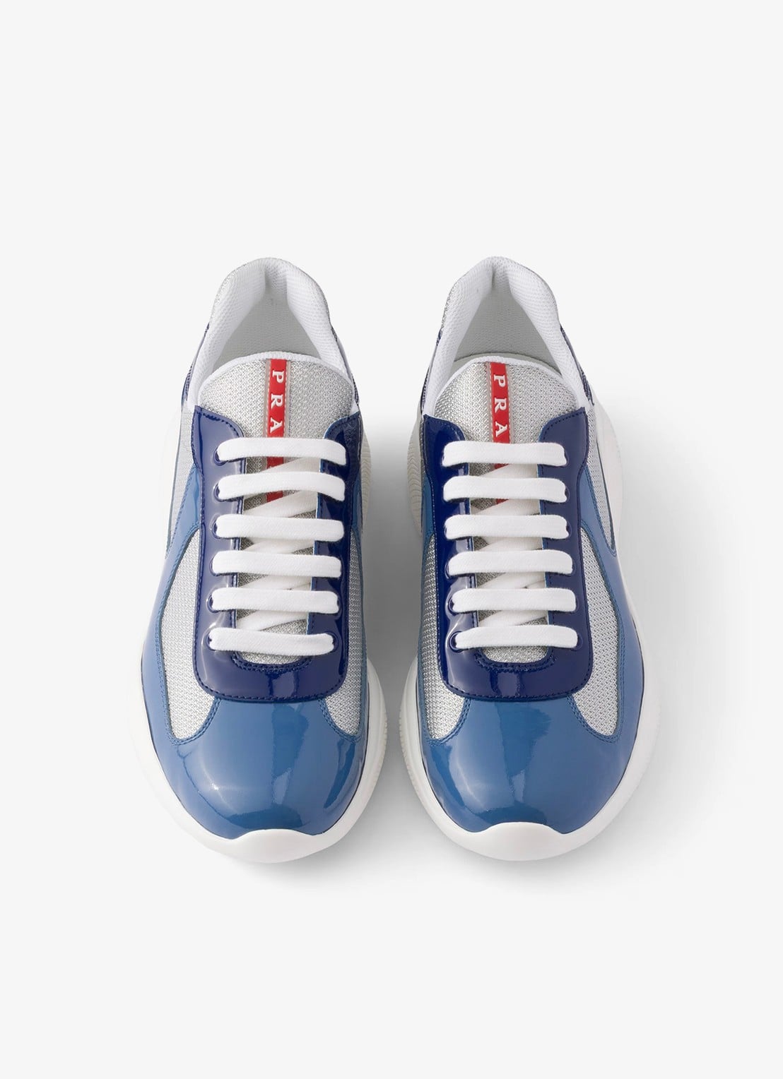 Prada America's Cup sneaker met lakleren details - detail 4 blauw