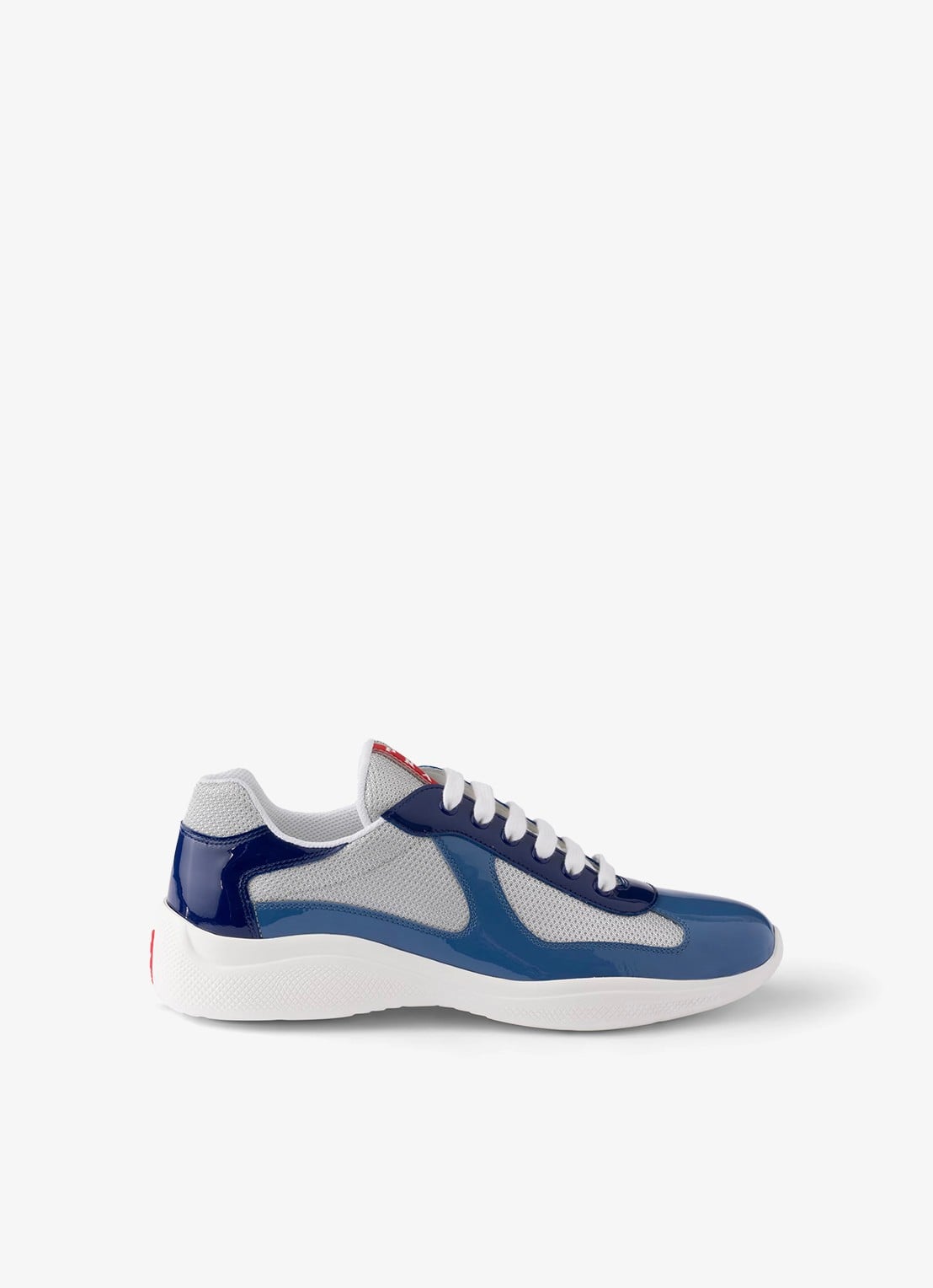 Prada America's Cup sneaker met lakleren details - voorkant 2 blauw
