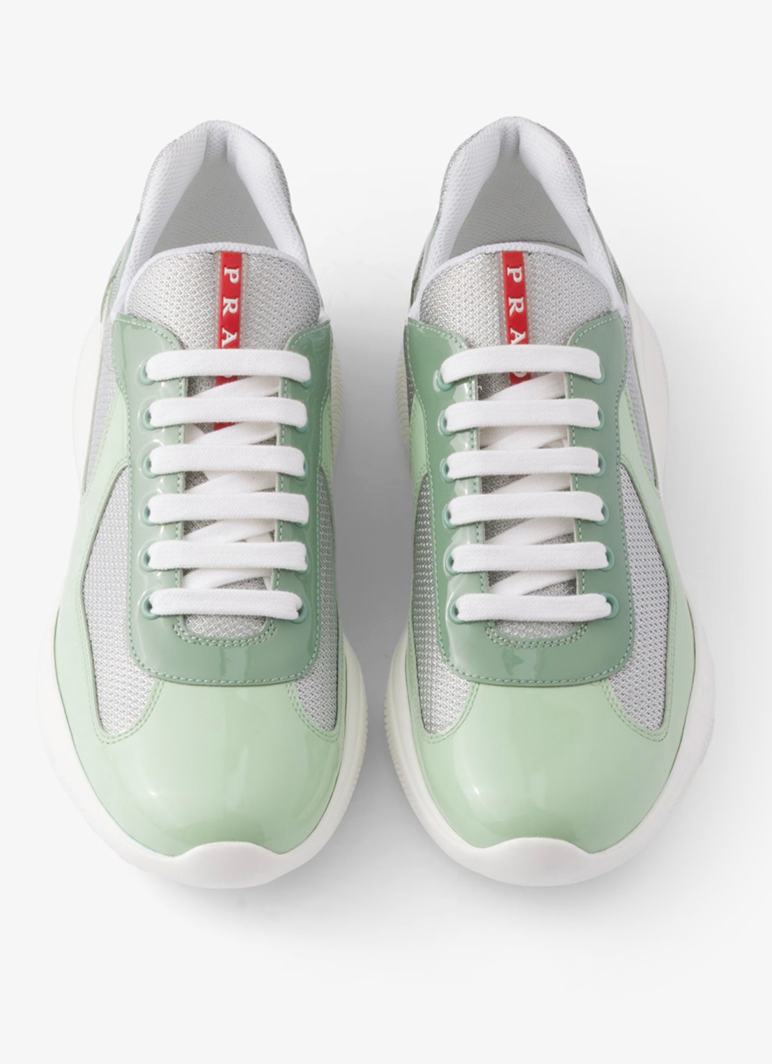 Prada America's Cup sneaker met lakleren details - detail 4 lichtgroen