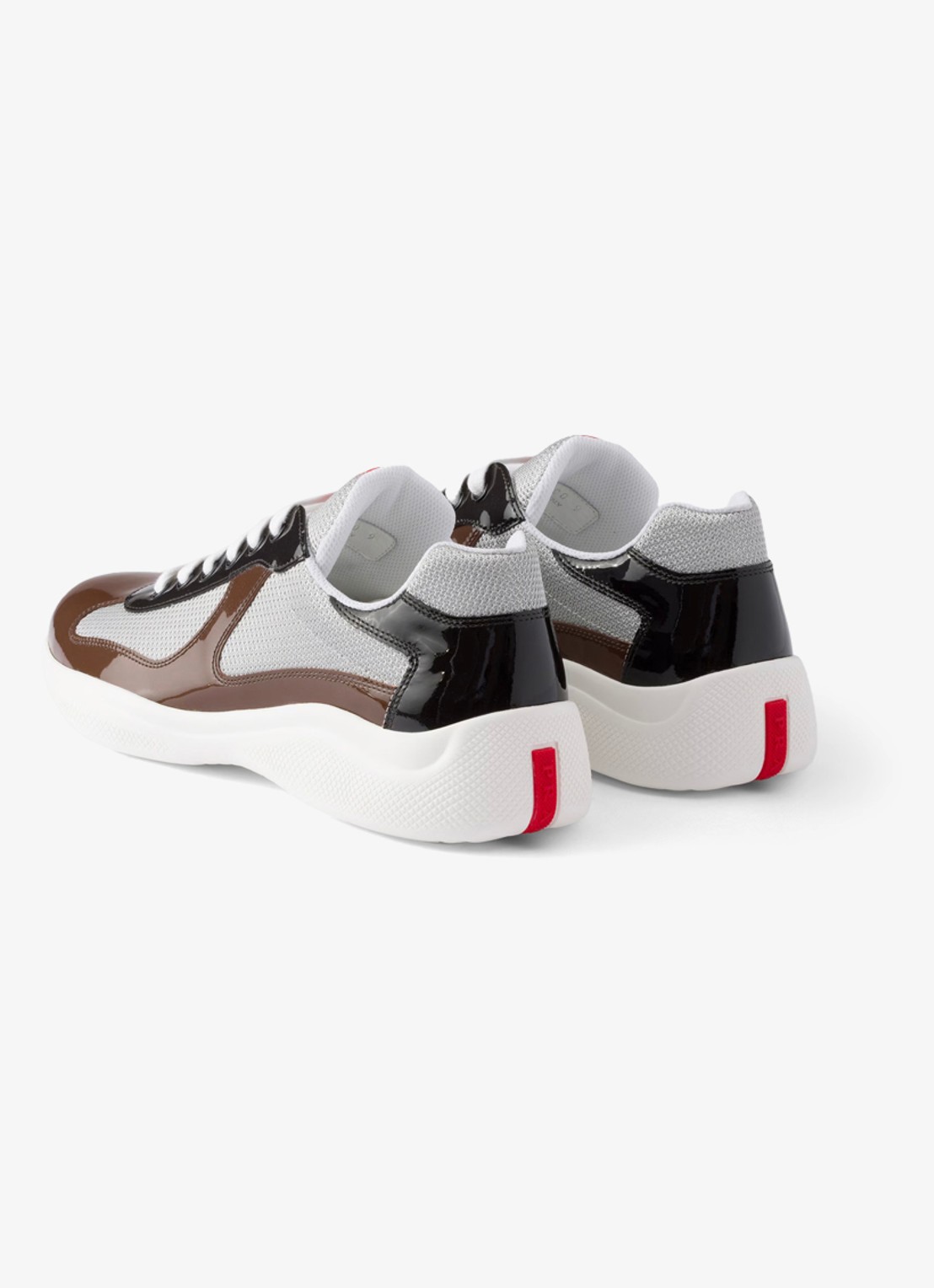 Prada America's Cup sneaker met lakleren details - achterkant 4 bruin