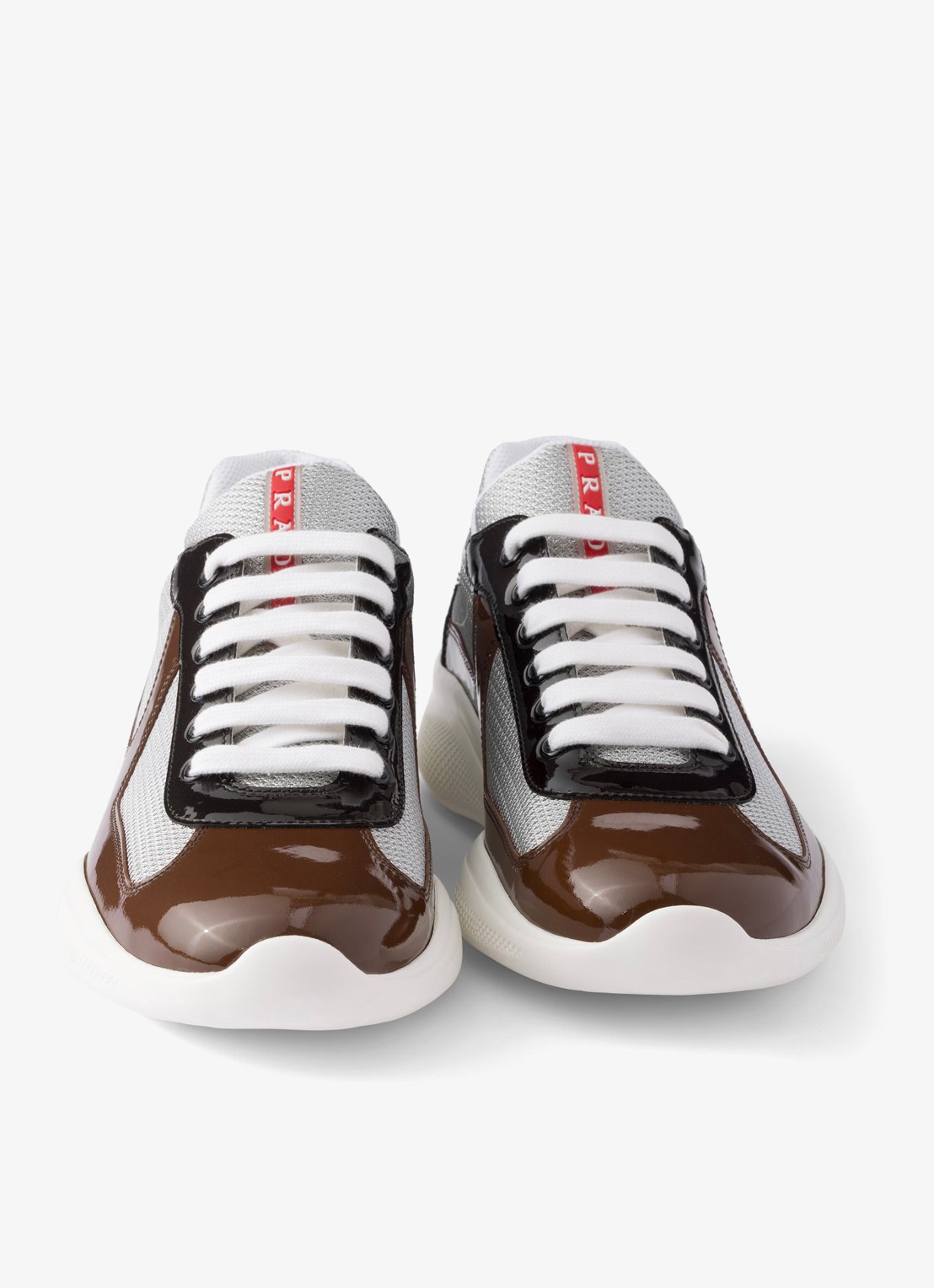 Prada America's Cup sneaker met lakleren details - detail 2 bruin