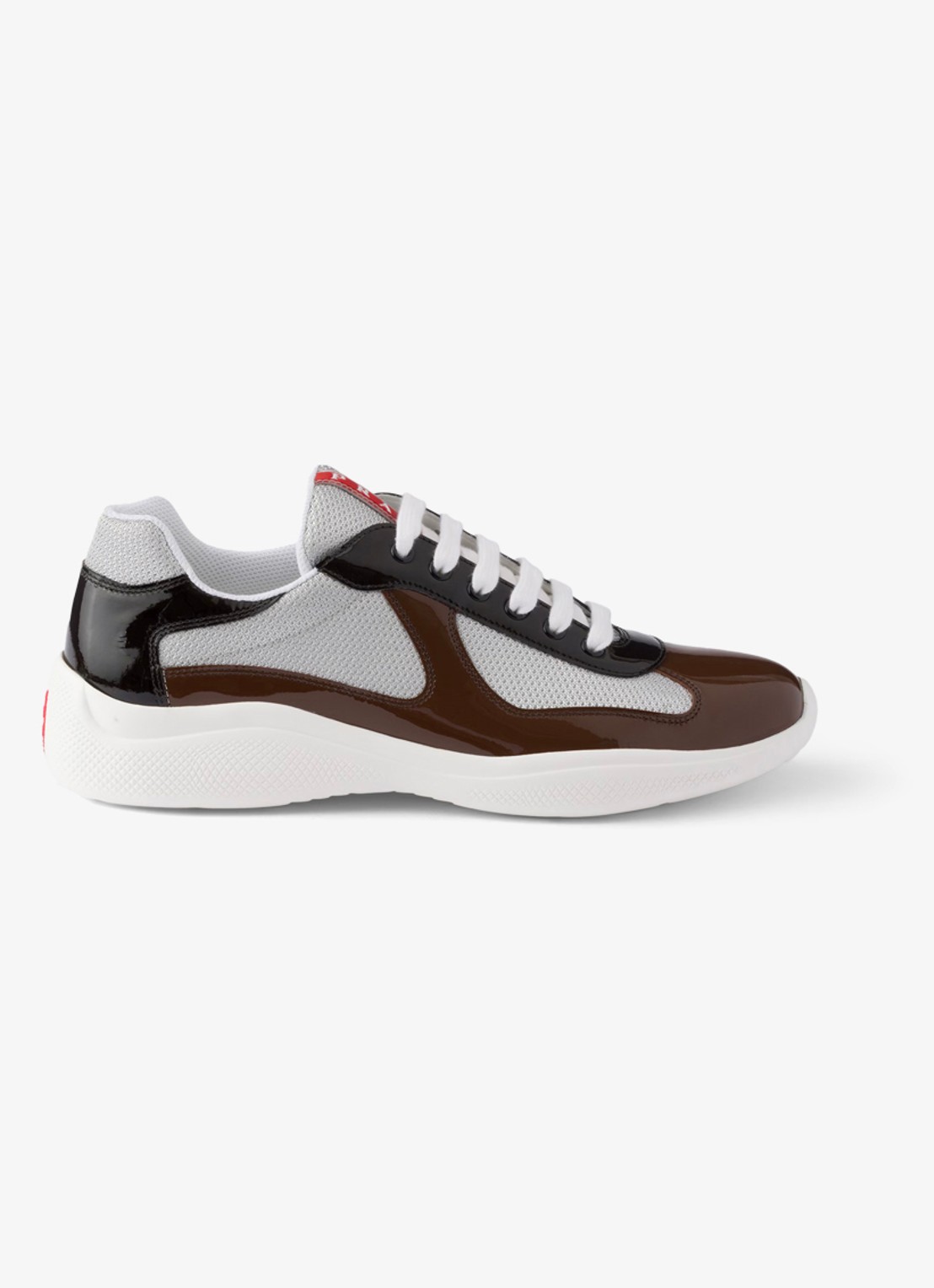 Prada America's Cup sneaker met lakleren details - voorkant 5 bruin