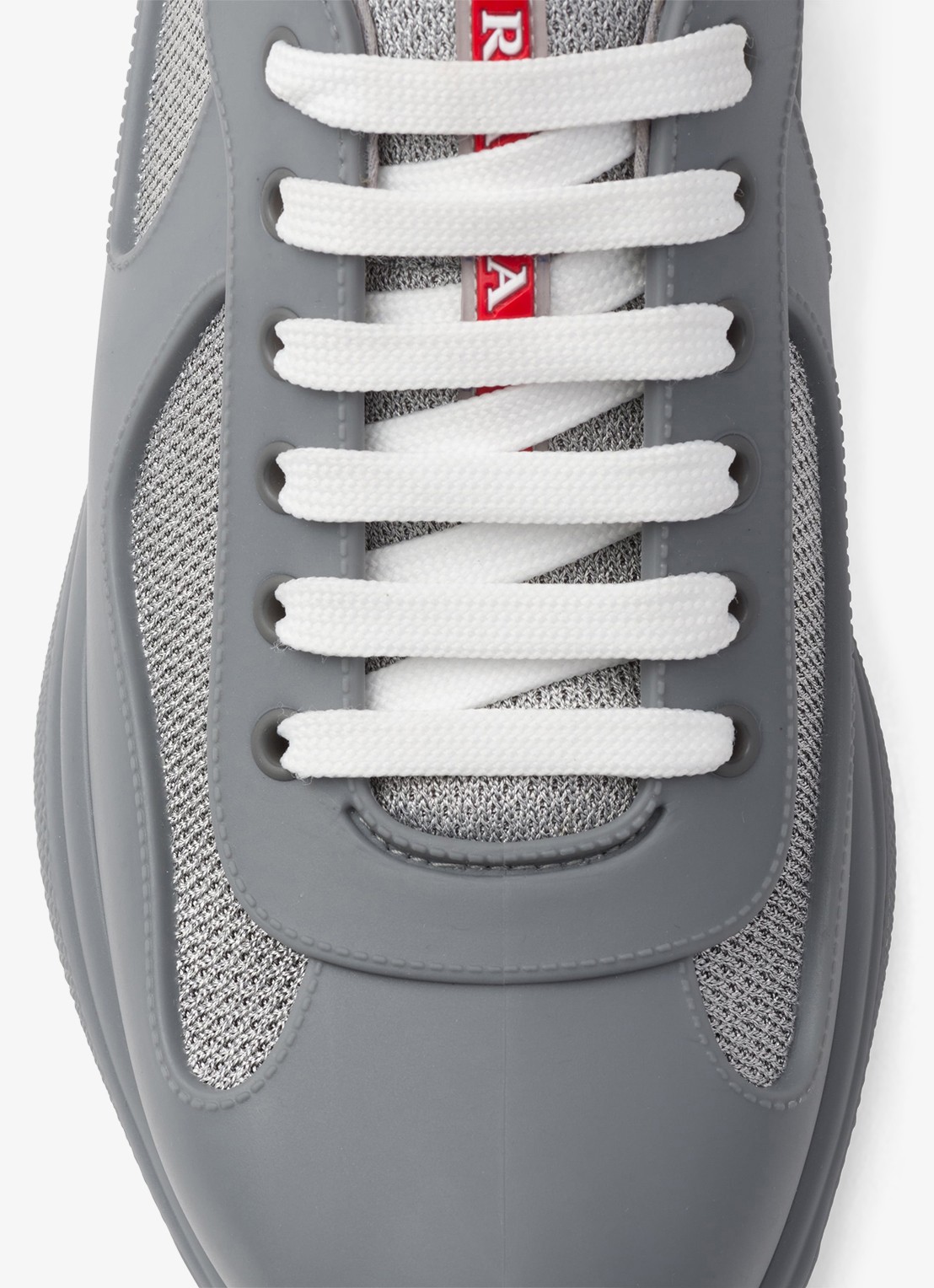 Prada America's Cup sneaker met mesh details - detail 5 grijs