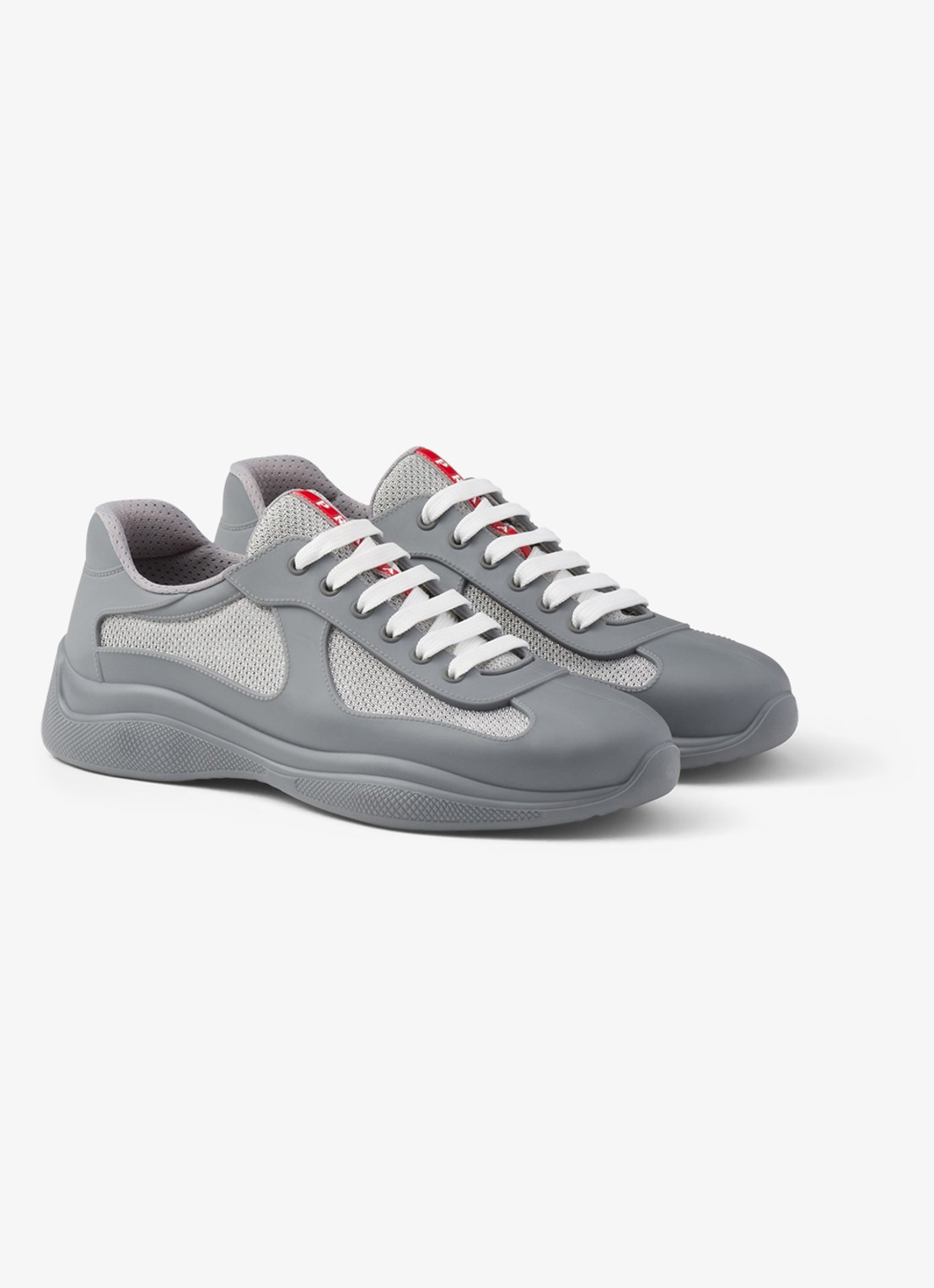 Prada America's Cup sneaker met mesh details - voorkant 2 grijs