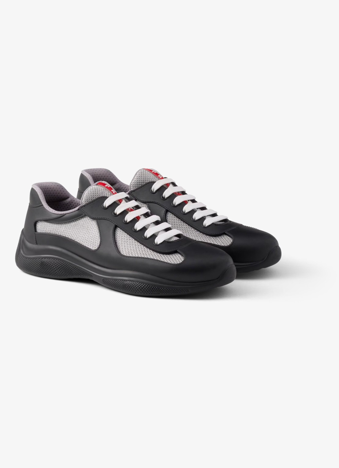 Prada America's Cup sneaker met mesh details - detail 4 zwart