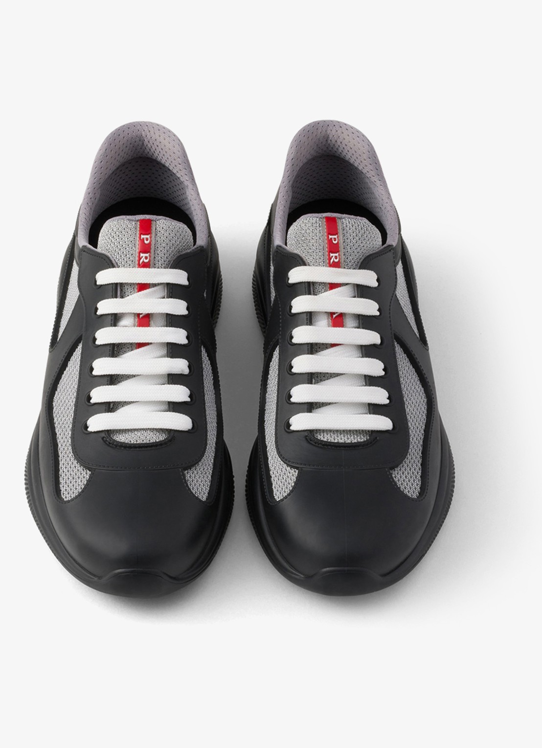 Prada America's Cup sneaker met mesh details - detail 4 zwart