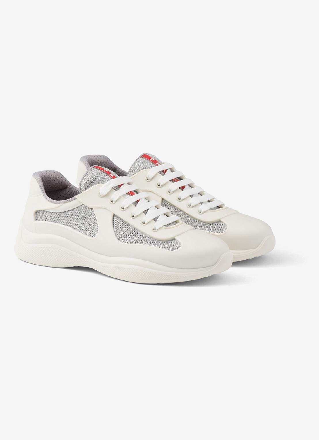 Prada America's Cup sneaker met mesh details - voorkant 5 wit