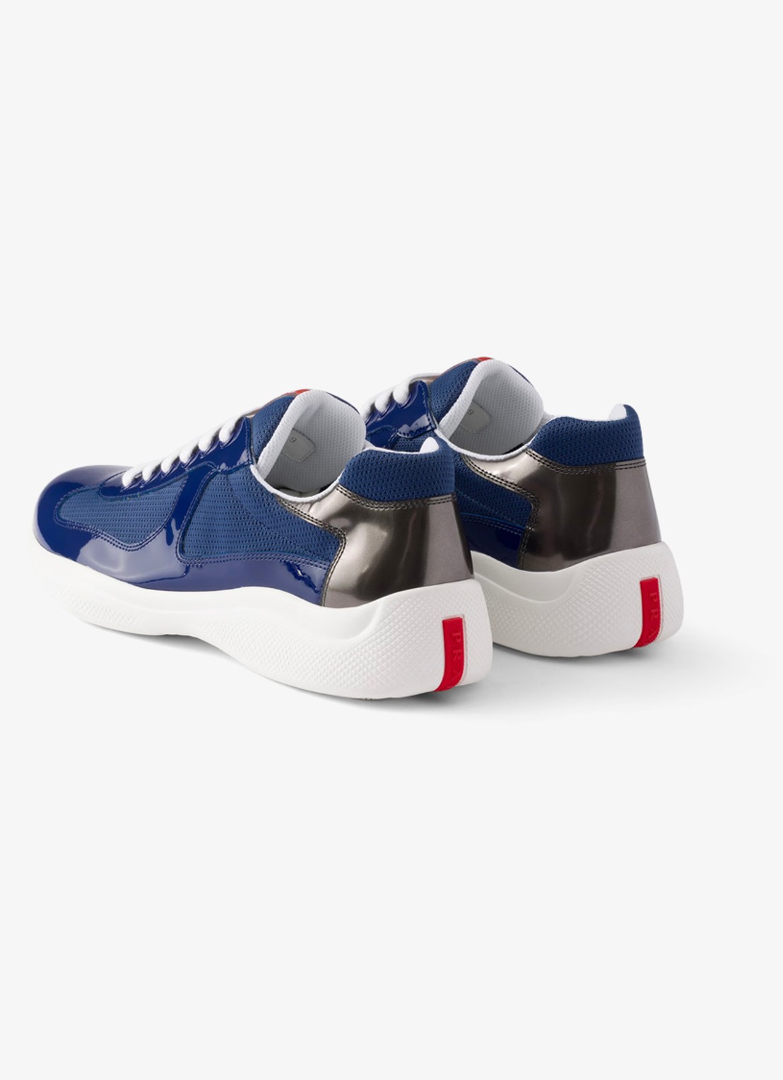 Prada America's Cup sneaker van mesh met details van lakleer - achterkant 6 donkerblauw
