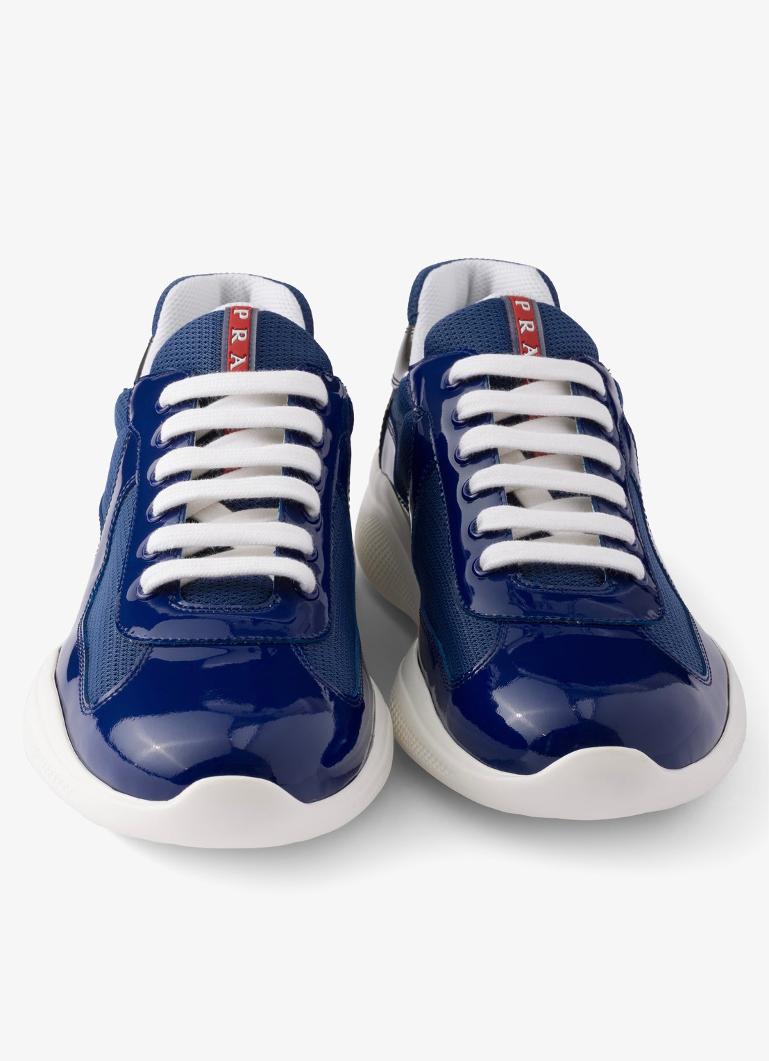 Prada America's Cup sneaker van mesh met details van lakleer - detail 2 donkerblauw