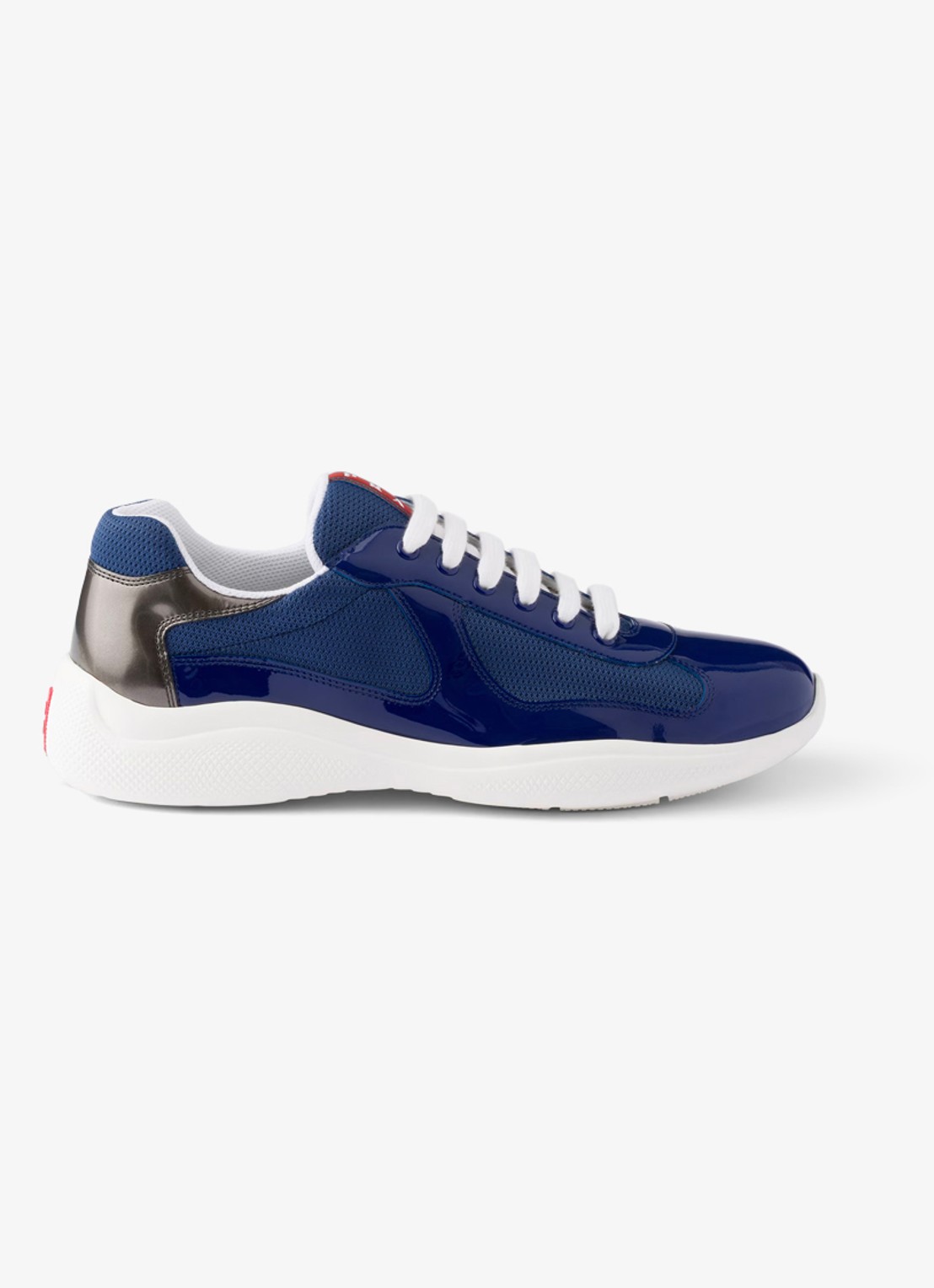 Prada America's Cup sneaker van mesh met details van lakleer - voorkant 4 donkerblauw