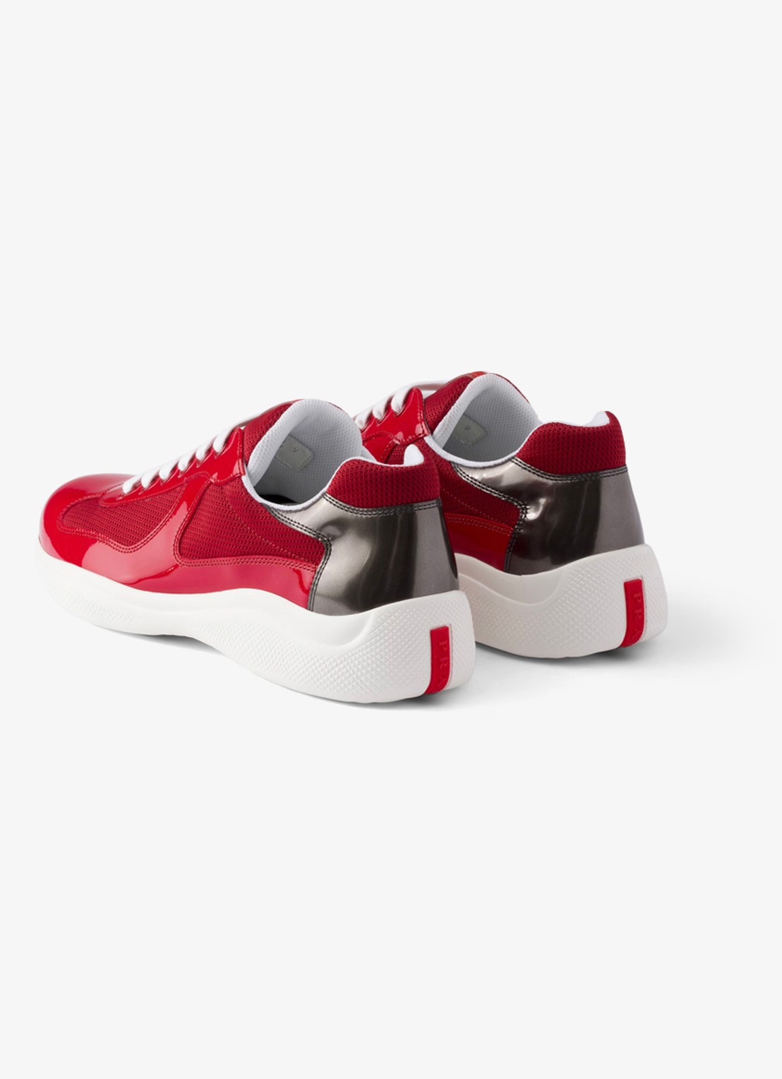 Prada America's Cup sneaker van mesh met details van lakleer - achterkant 6 rood