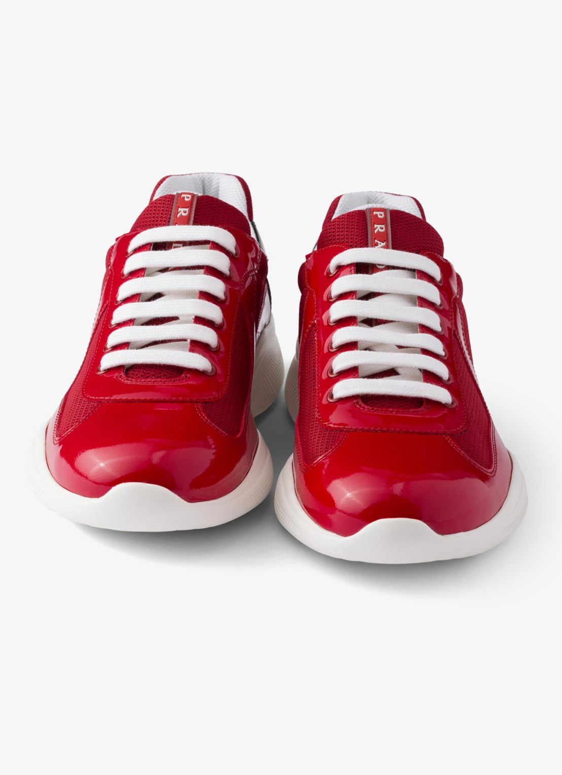 Prada America's Cup sneaker van mesh met details van lakleer - detail 4 rood