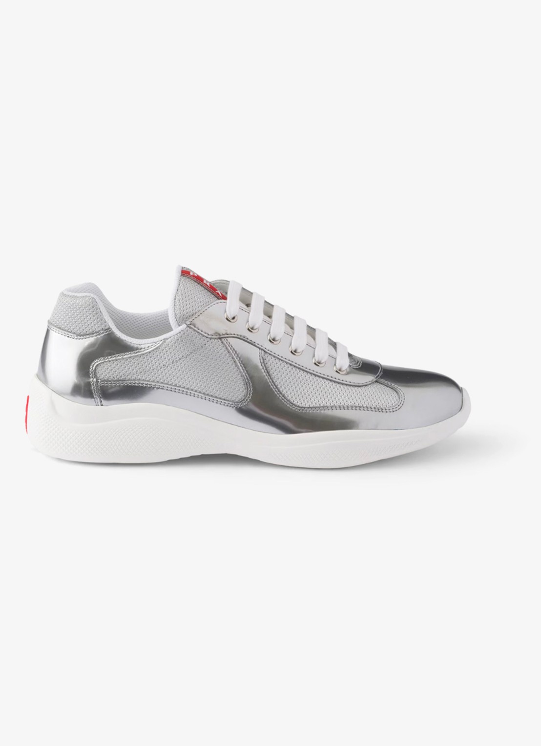 Prada America's Cup sneaker van mesh met metallic finish - voorkant 5 zilver