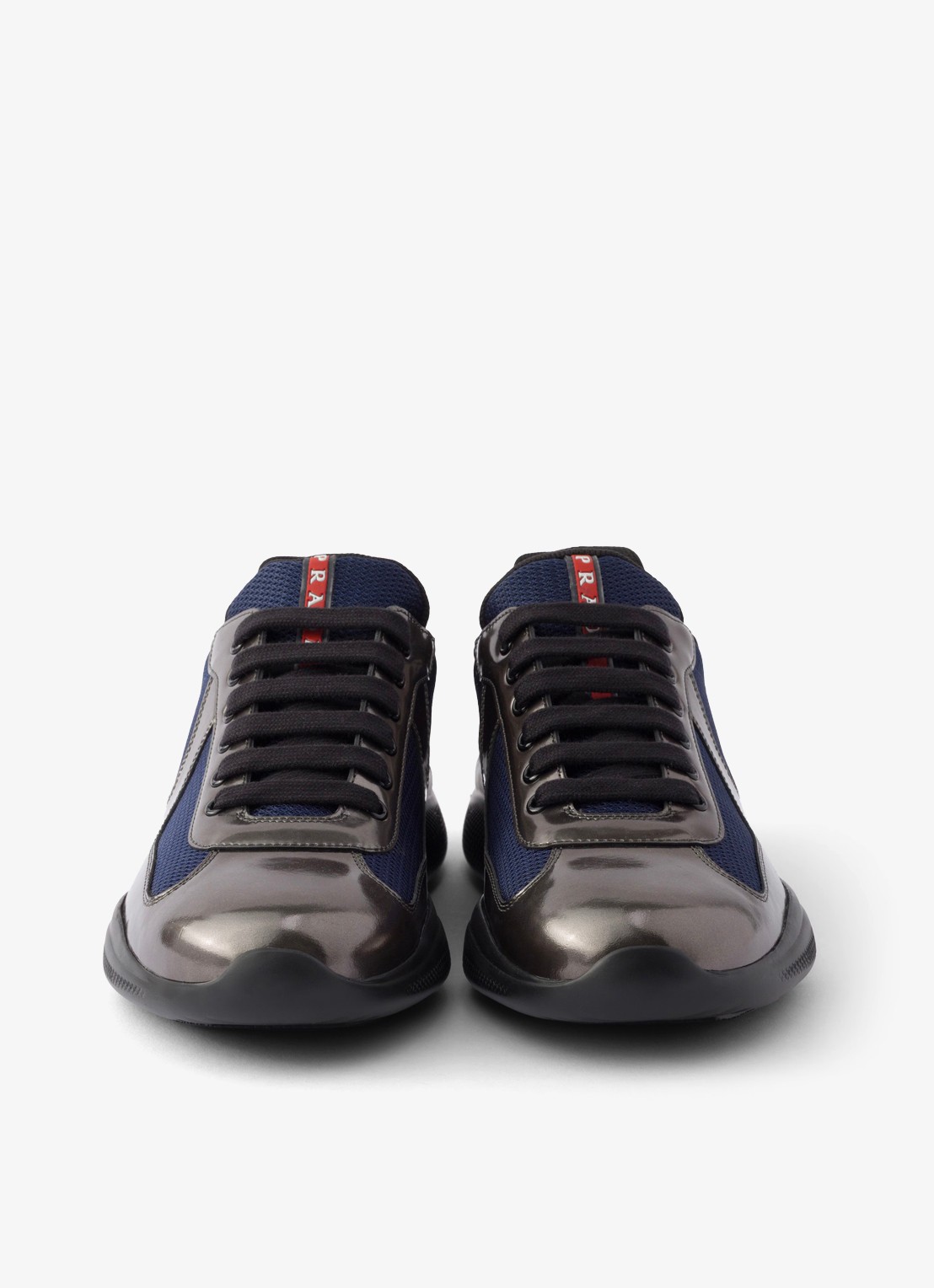 Prada America's Cup sneaker van mesh met metallic finish - detail 3 donkerblauw