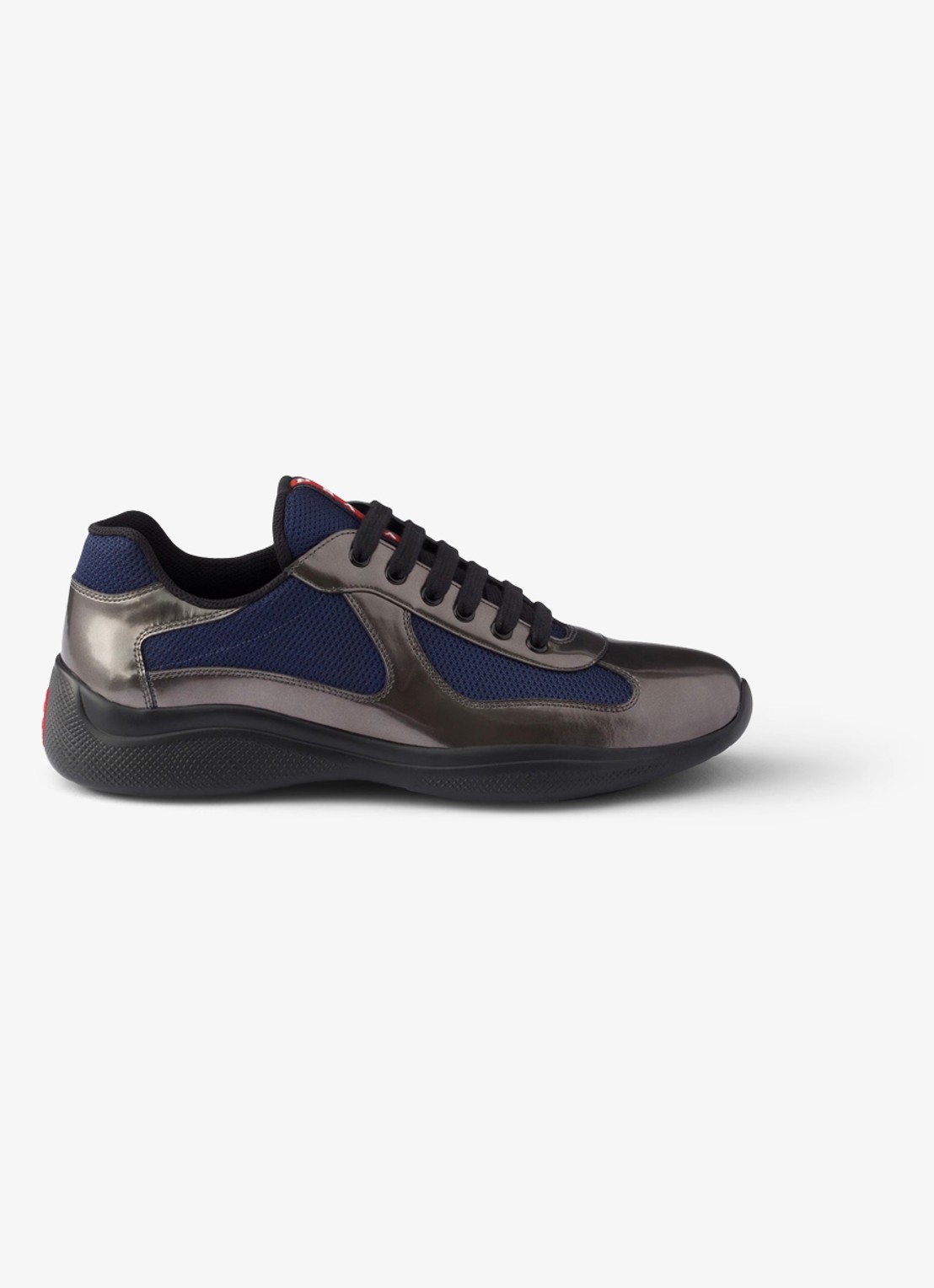 Prada America's Cup sneaker van mesh met metallic finish - voorkant 5 donkerblauw
