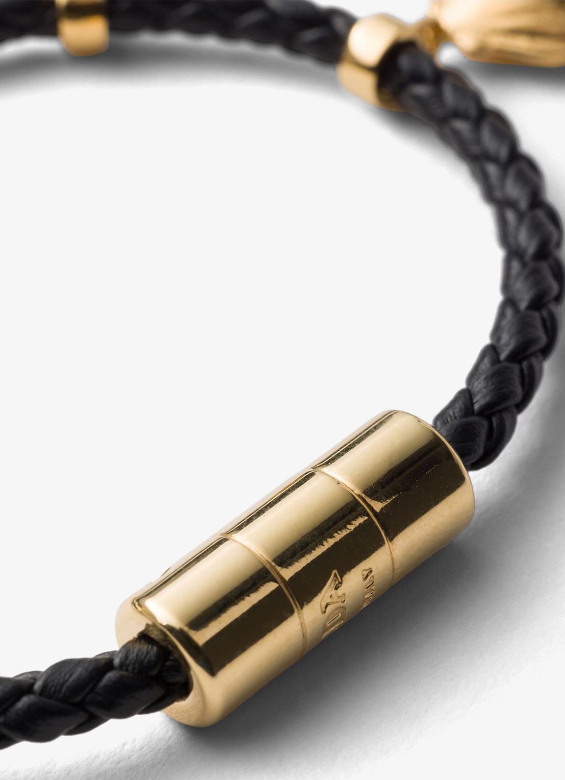 Prada Armband van leer met bedels - detail 3 zwart