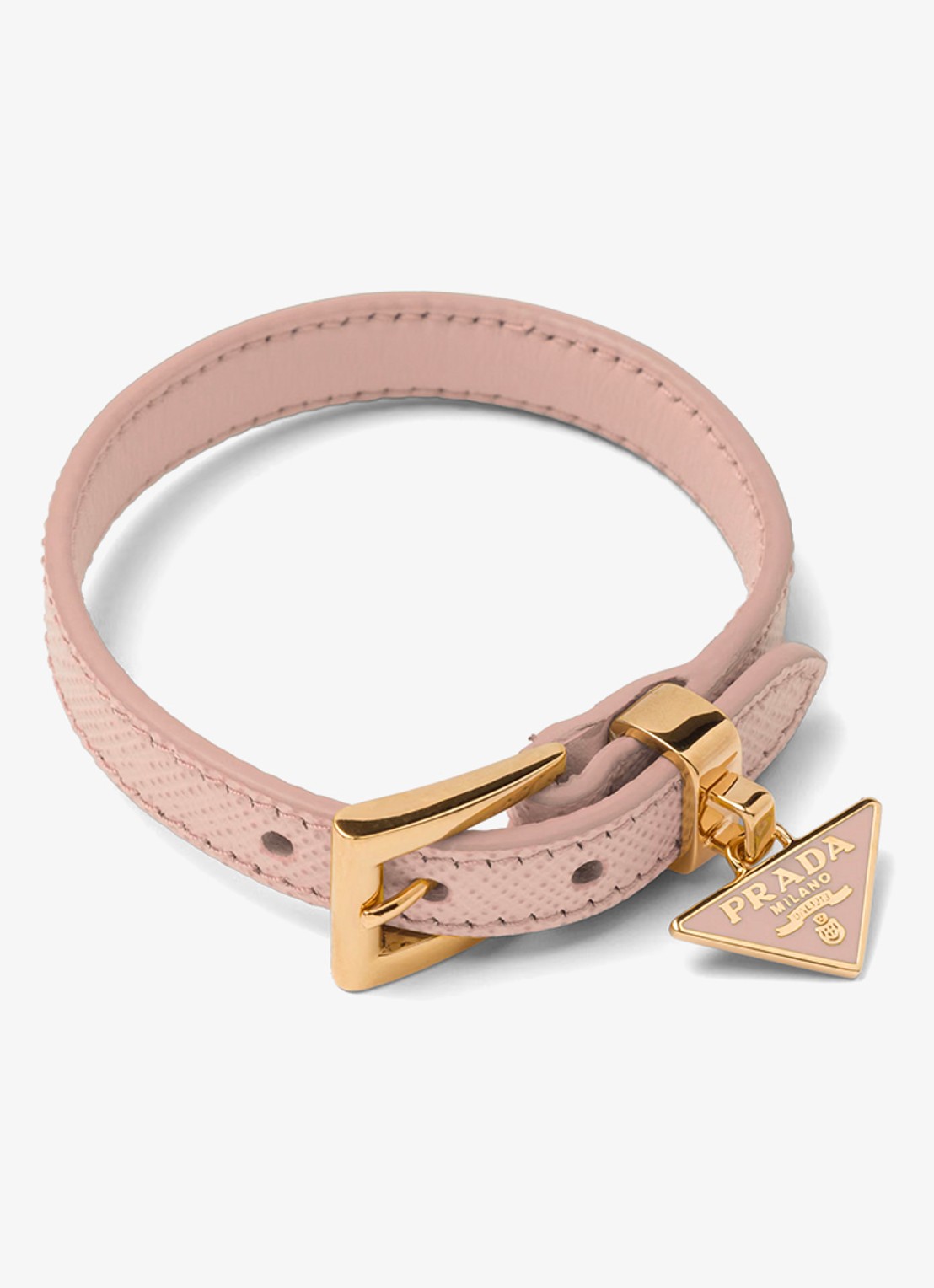 Prada Armband van leer met hanger - voorkant oudroze