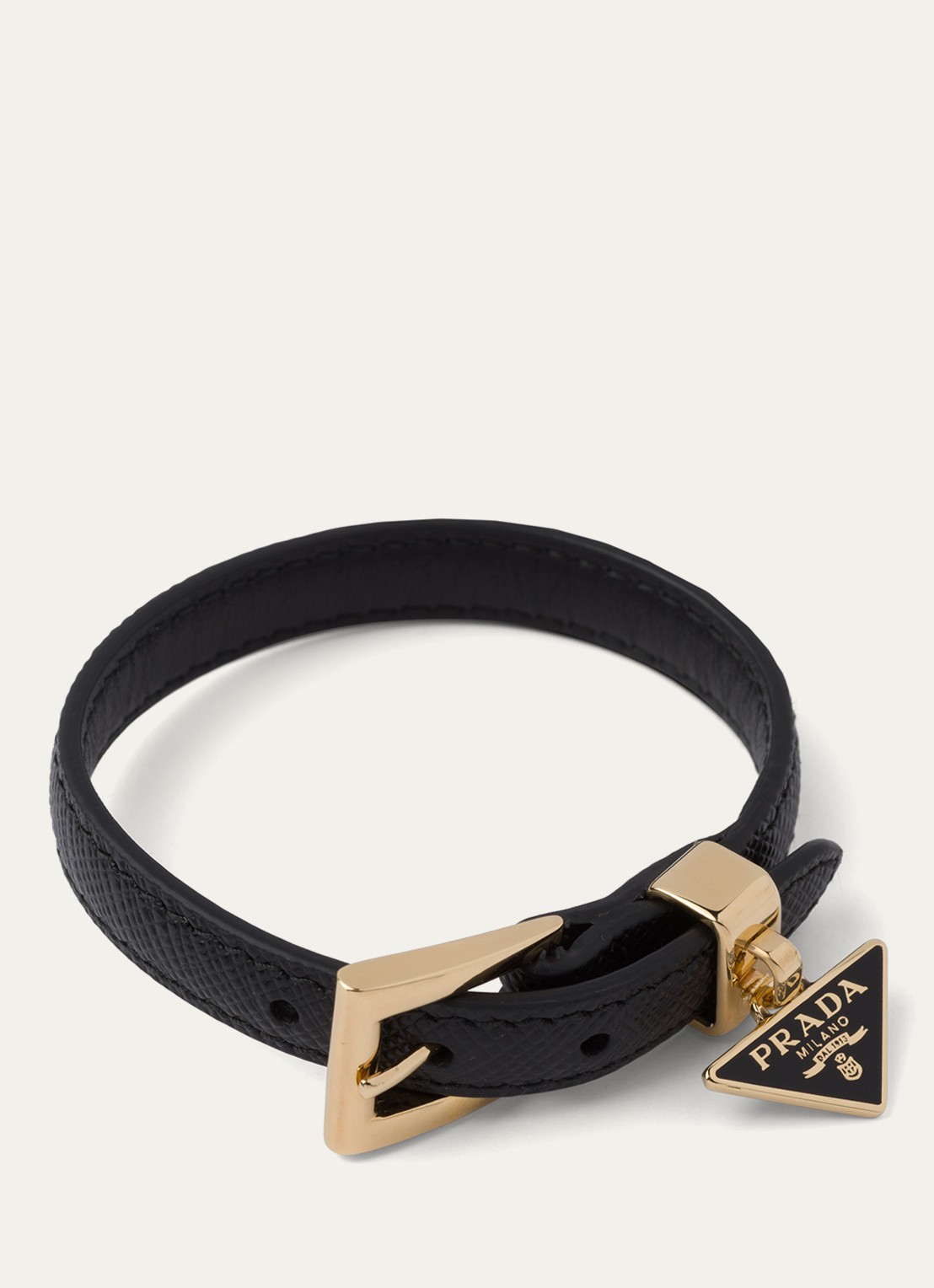 Prada Armband van leer met hanger - detail 3 zwart
